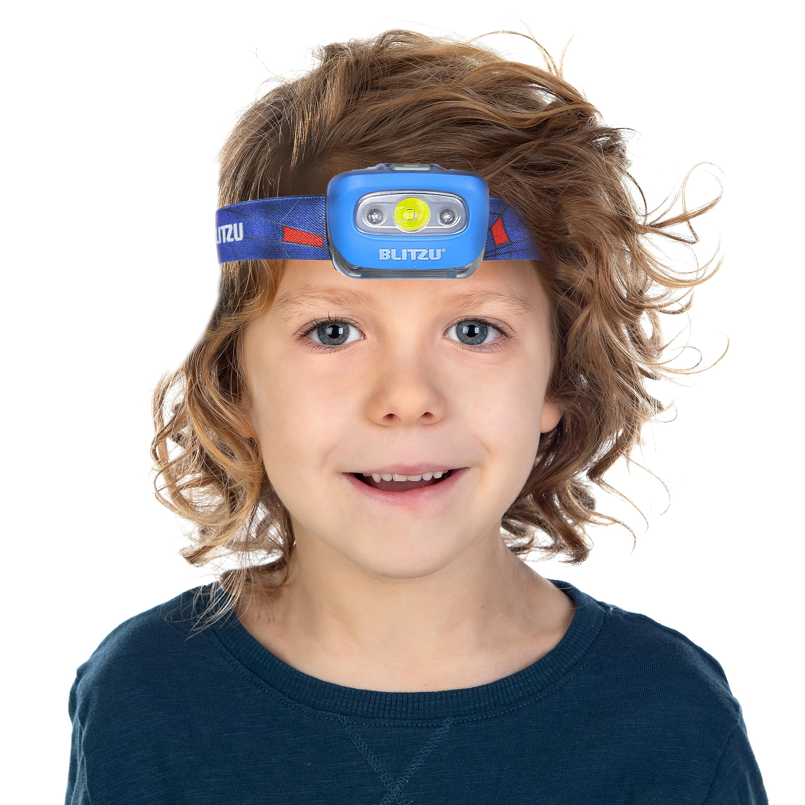 Blitzu Hands-Free Headlamp, Blue, 165 Lumen, Adjustable Light Modes, Battery Powered, Waterproof, Impact Resistant