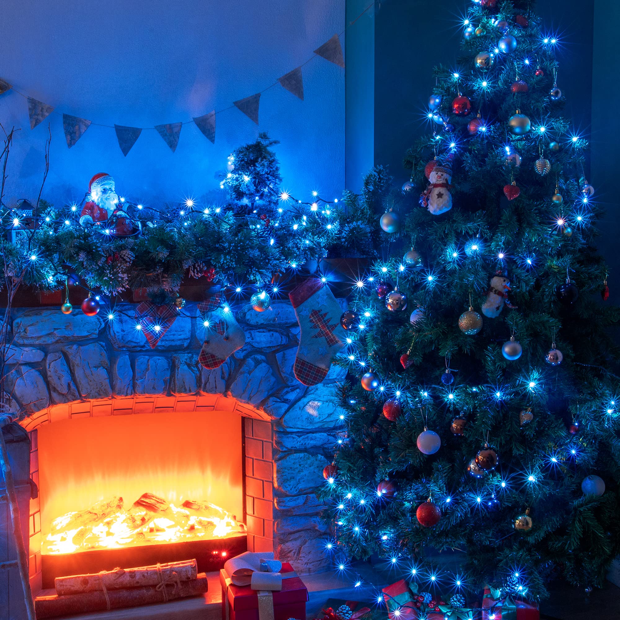 Hopolon 50 Led Blue Mini Fairy String Lights, 13Ft White Wire, 2Pack For Halloween, Christmas, Indoor/Outdoor Décor