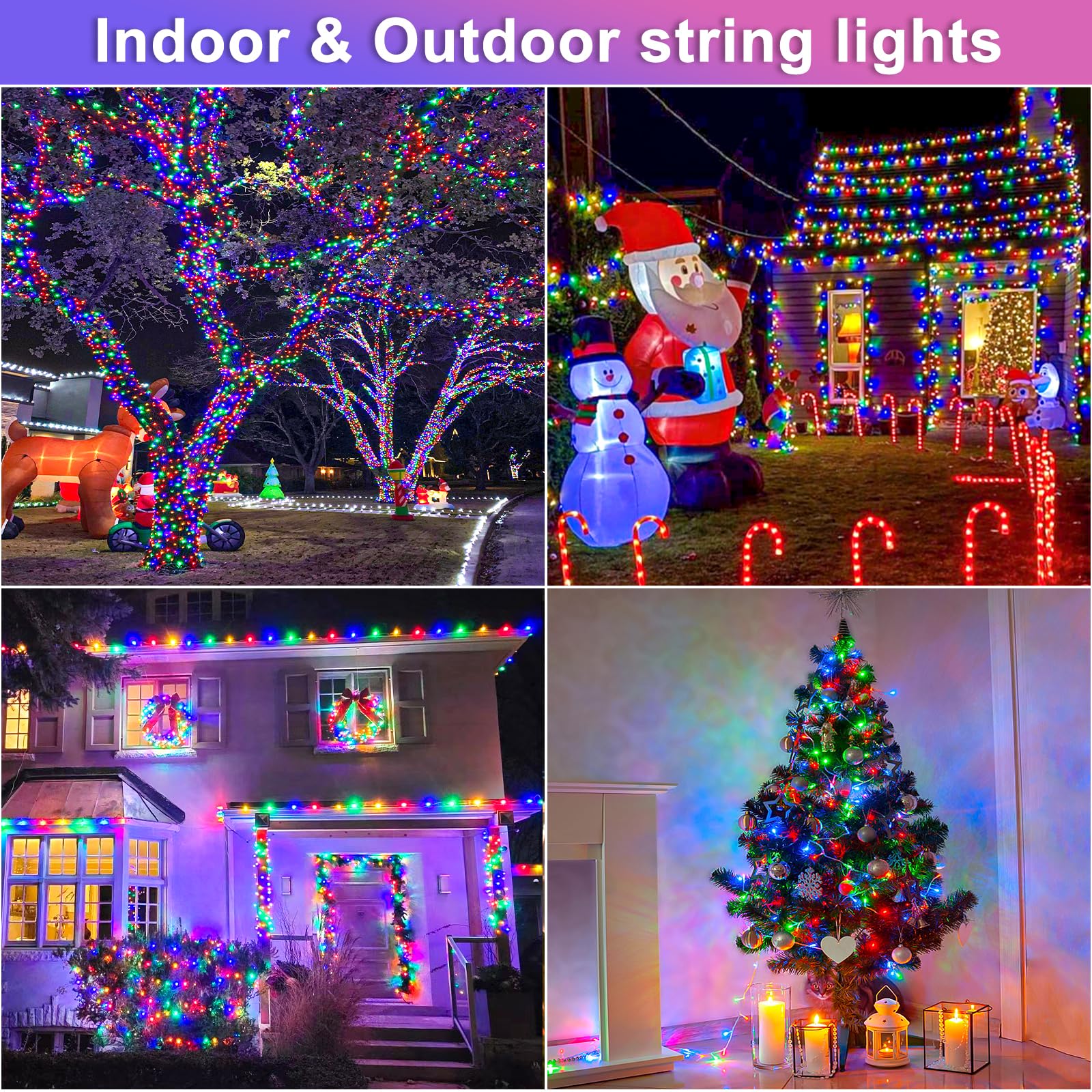 800 Led Christmas Lights Indoor Outdoor 262Ft Christmas String Lights Indoor 8 Modes Clear Wire  Plug In Twinkle Fairy Lights For Bedroom Tree Christmas Decorations  Multicolor