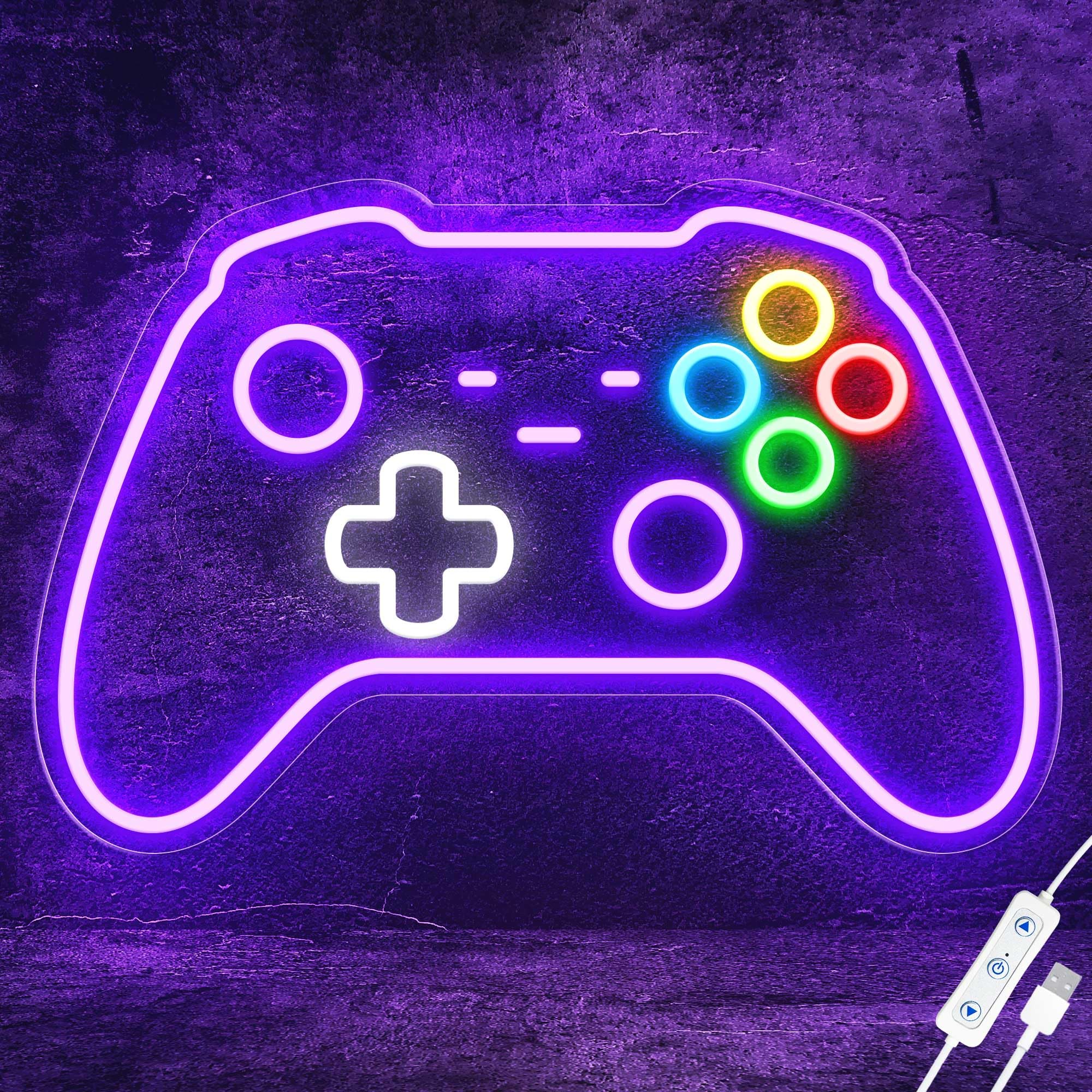 CULOIS Gamer Neon Sign, Gamepad Shaped LED Decor, 16x10.5 inch, Acrylic, Purple-Gamer