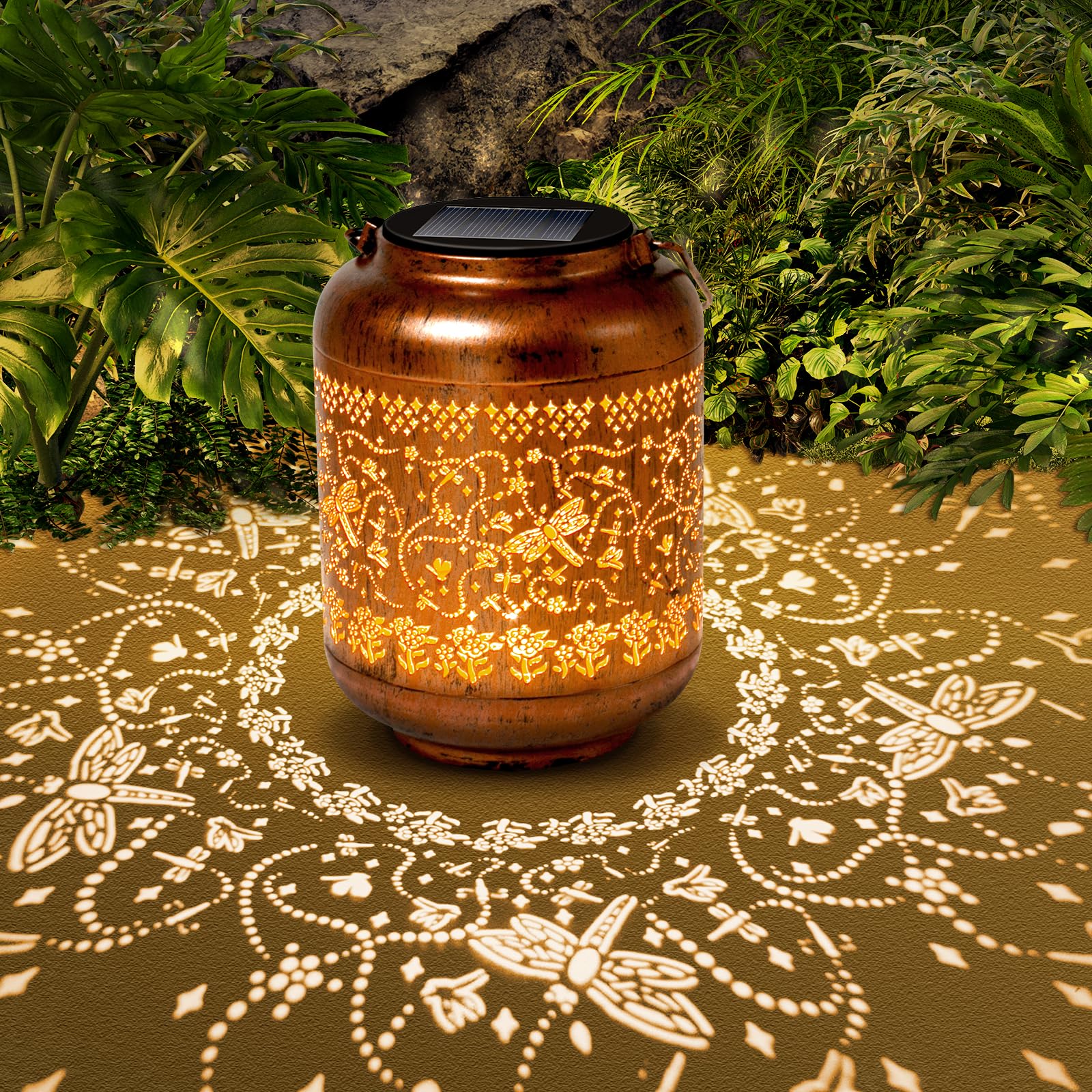 4Pack Dragonfly Solar Lanterns Outdoor Hanging Waterproof Dragonfly Garden Decor Christmas Gifts For Women Mom Grandma Metal Sol