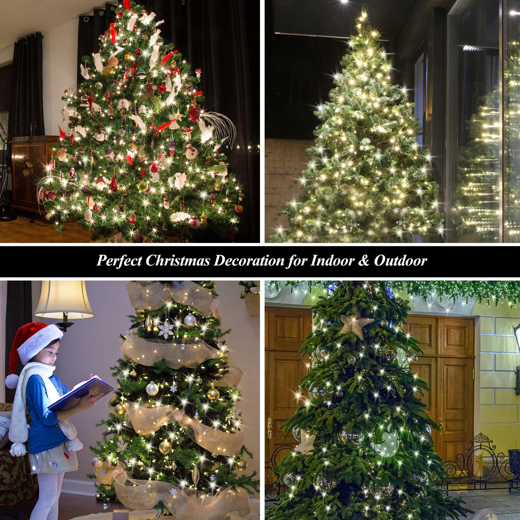 Aneeway Christmas String Lights, 400 LEDs, 8 Modes, 6.6FT, Cold White, Remote Control, Model SW-LSL-02-400
