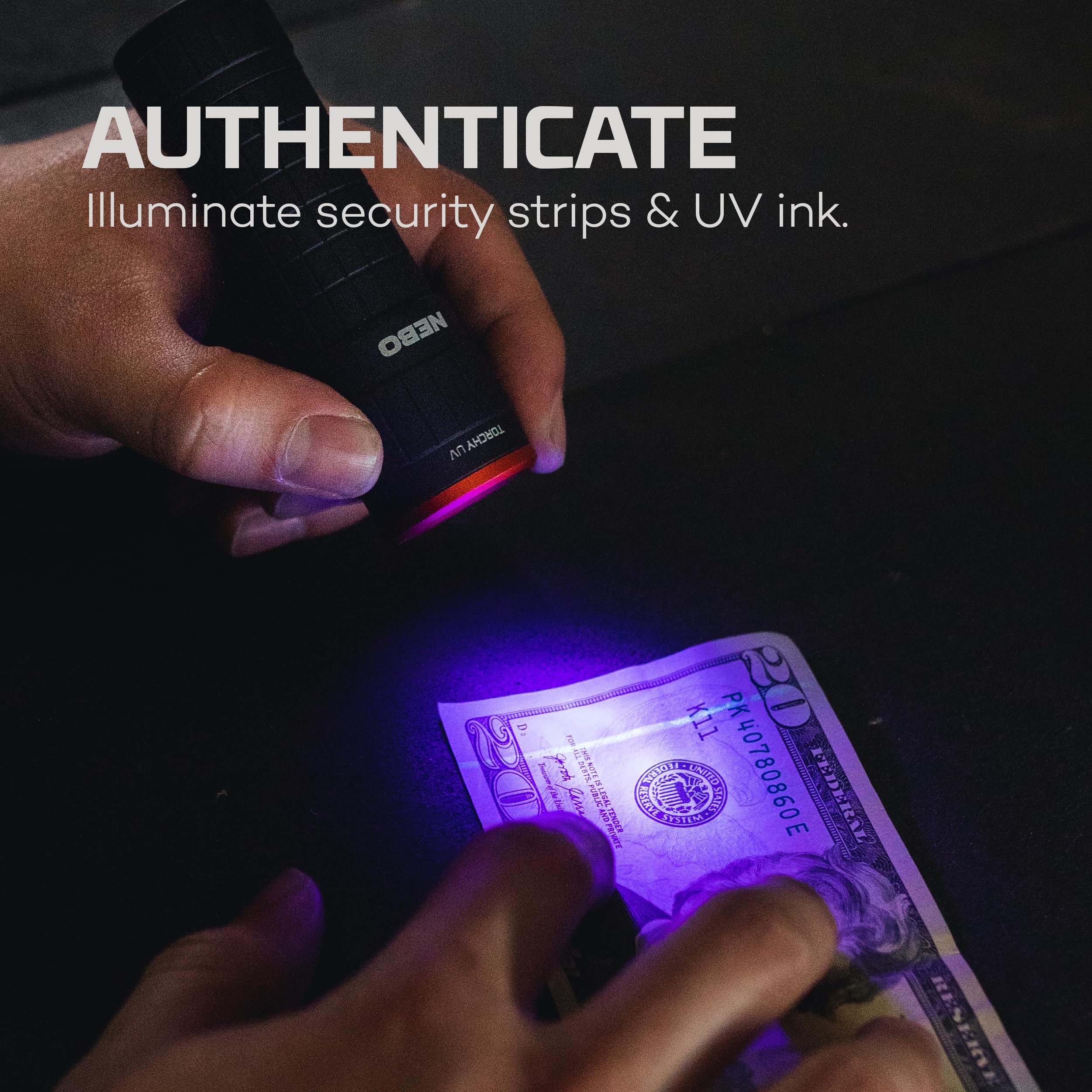 NEBO Torchy UV and Black Light, Dual UVA Technology for Detection, Inspection, and Authentication