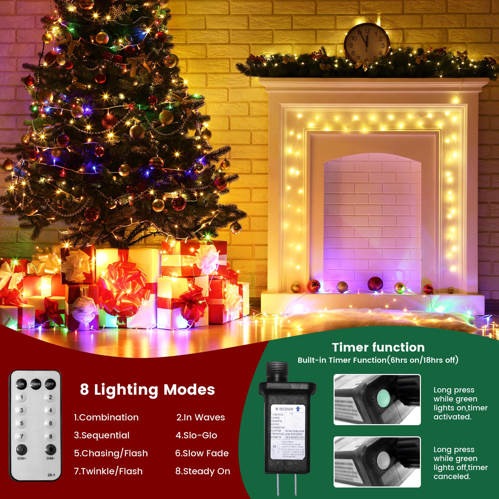 Banbanjo Christmas String Lights Indoor Outdoor Clear Wire  500 Led 164Ft Warm White Christmas Lights Outdoor For Bedroom 8 Mode  Twinkle Fairy Light Plug In For Home Wedding Tree Yard Patio Decor