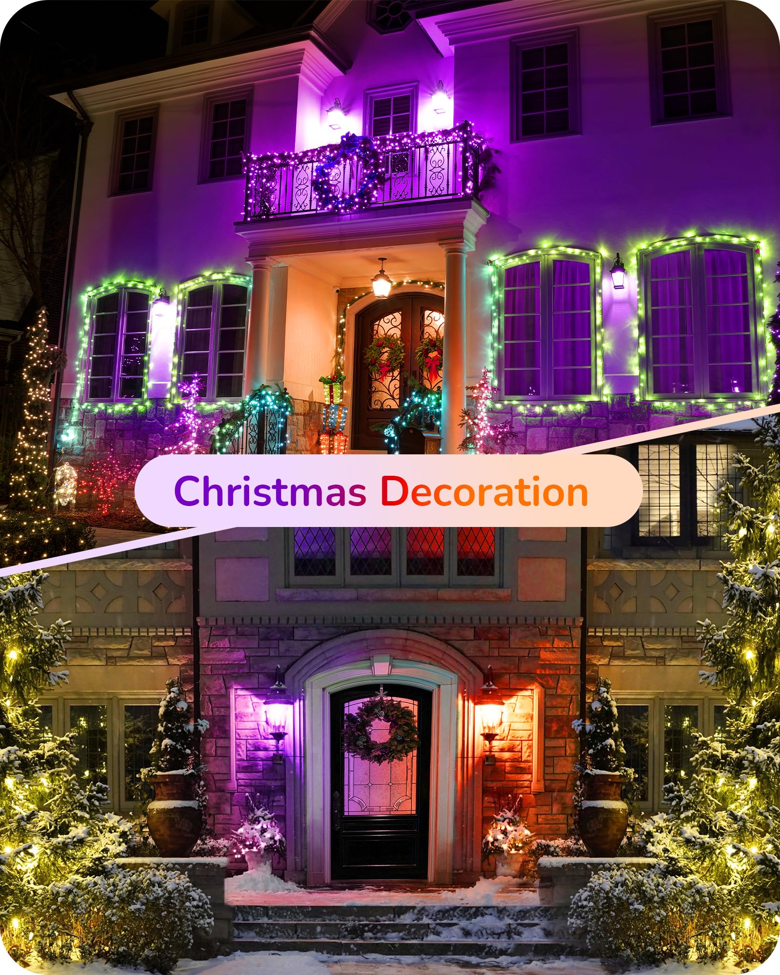 Edishine Christmas Led Light Bulbs, Purple & Orange A19 9W, E26 Base, 4 Pack, Etl