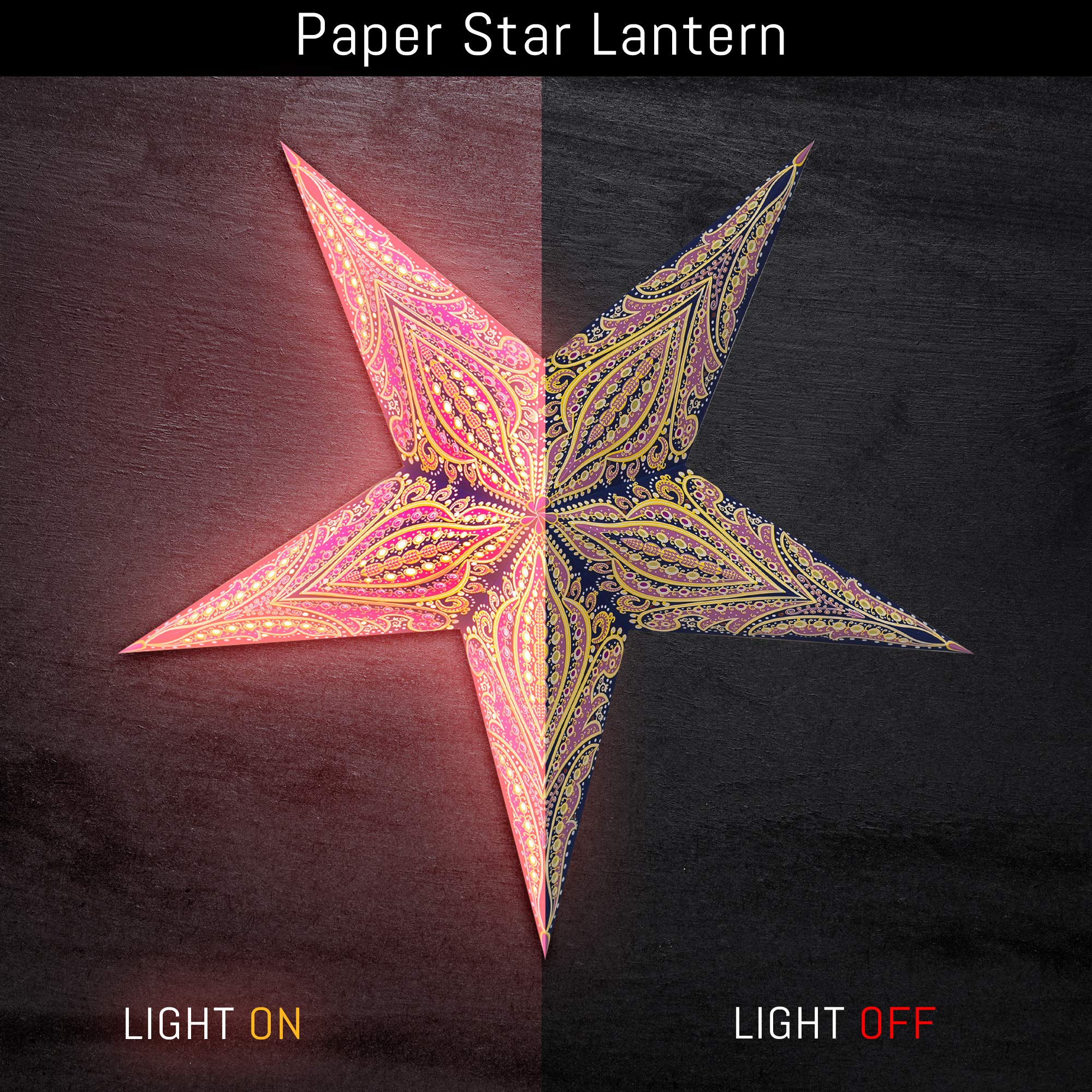 Galaxyarts 24&quot; Paper Star Lanterns - Blue Yellow Medium - Hanging Decoration For Parties & Holidays