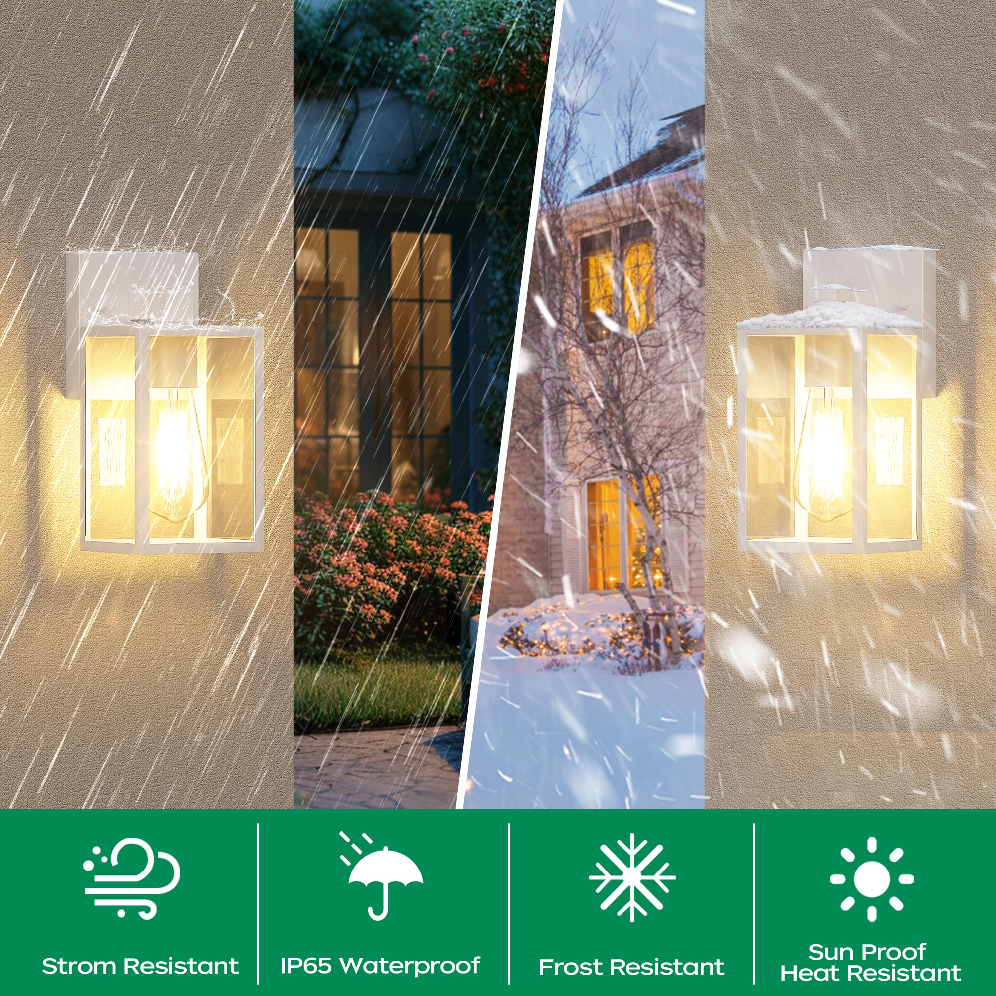 White Outdoor Lights For House, Led Exterior Front Porch Light Fixtures For Outside, Waterproof Wall Sconce Lantern Lamp, Coach