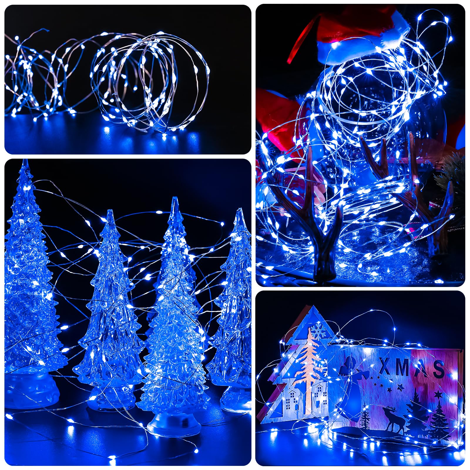 Sinamer 6 Pack Led Fairy Lights 7Ft Battery Powered Waterproof Silver Wire 20 Led Mini String Mason Jar Lights For Diy Wedding Party Bedroom Patio Easter Christmas (Blue)