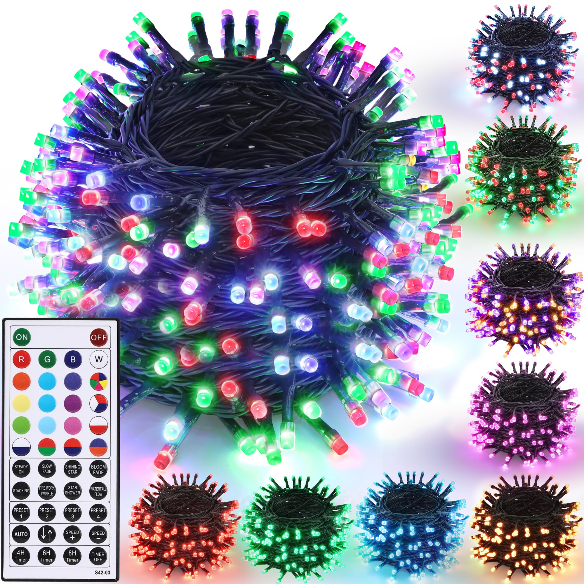 Joomer Christmas String Lights - 100Ft 300Led Rgb String Lights With Remote, Waterproof Outdoor Indoor With Timer Memory Functio