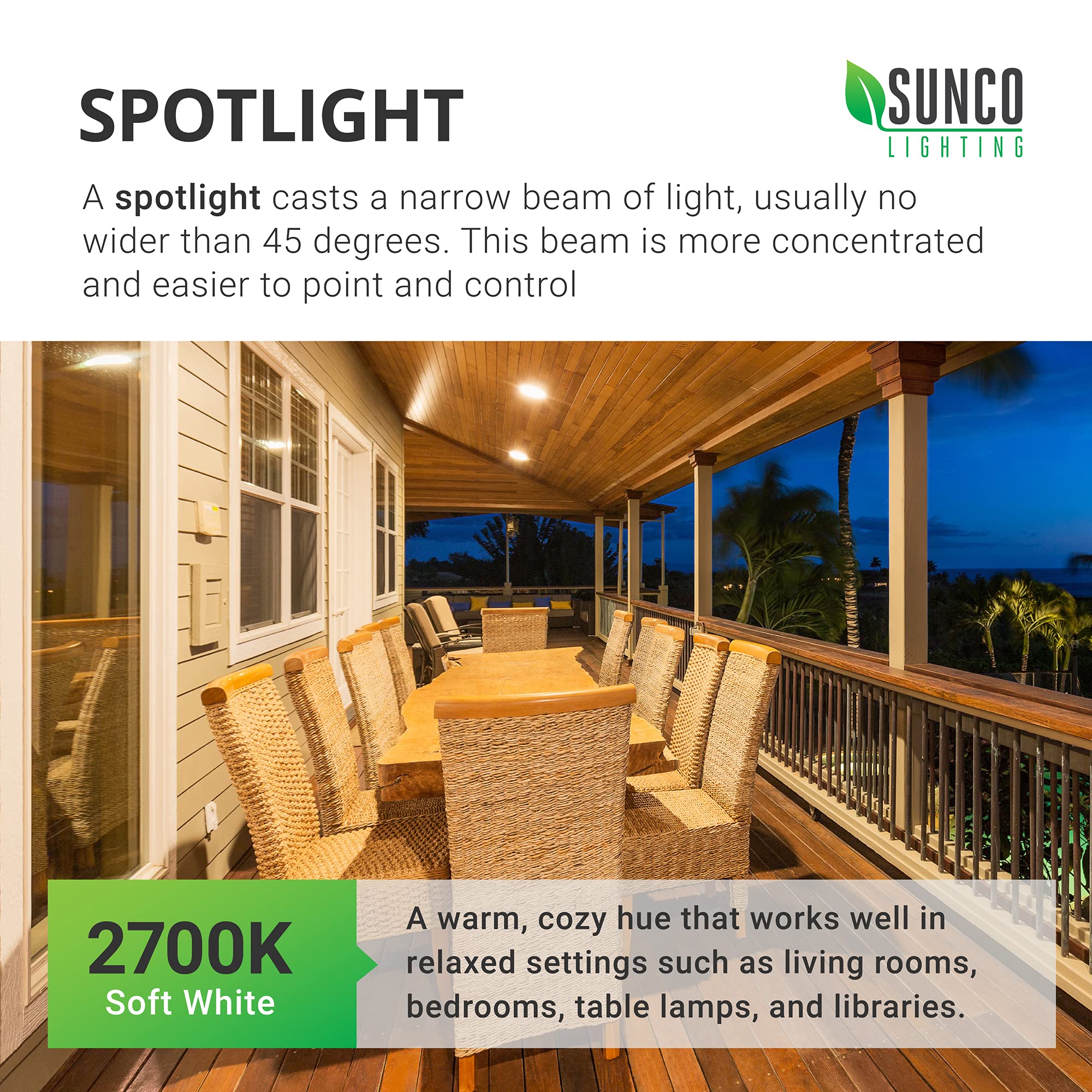 Sunco Outdoor Led Flood Light, Waterproof Par38 Dusk To Dawn Bulb, 1250 Lm, 120W Equivalent 15W, Exterior, Wet-Rated, 2700K Soft