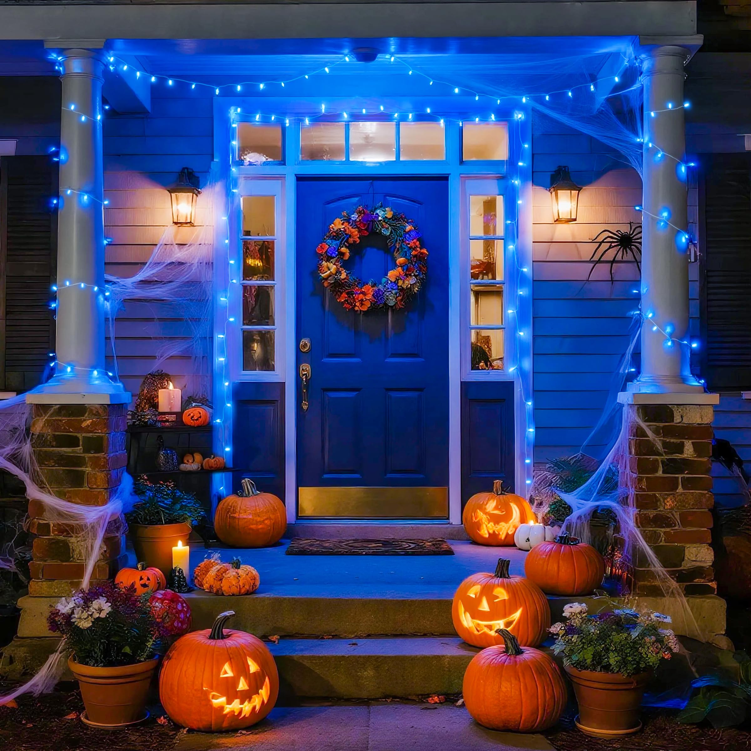 JMEXSUSS 100 LED Blue Christmas Lights, Clear Wire, 33ft, 8 Modes, Indoor/Outdoor, Model EXS-S-0100