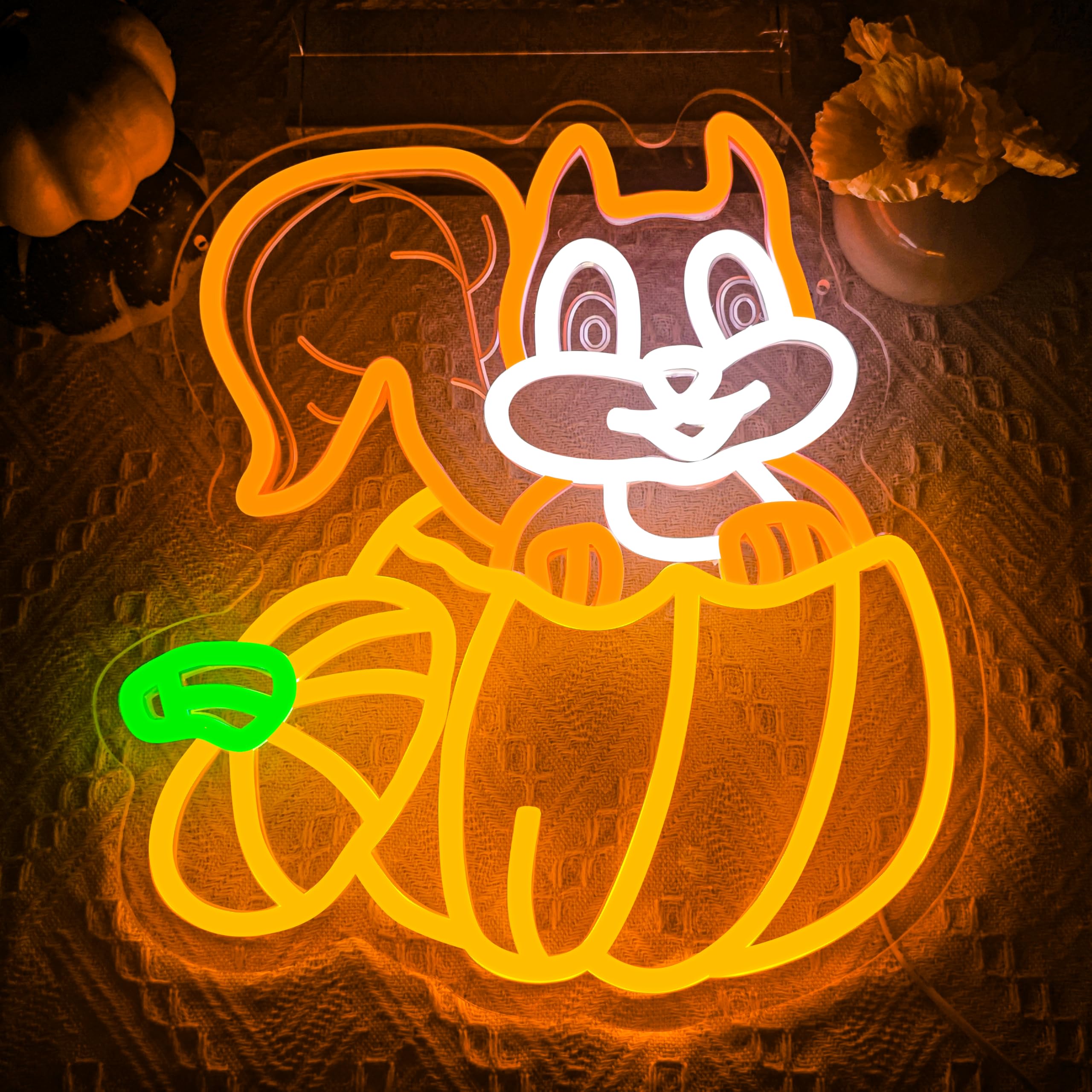 Squirrel Thanksgiving Neon Sign Dimmable Pumpkin Neon Light Sign Led Thanksgiving Led Sign For Home Hello Fall Neon Sign With For Window Indoor Thanksgiving Bedroom