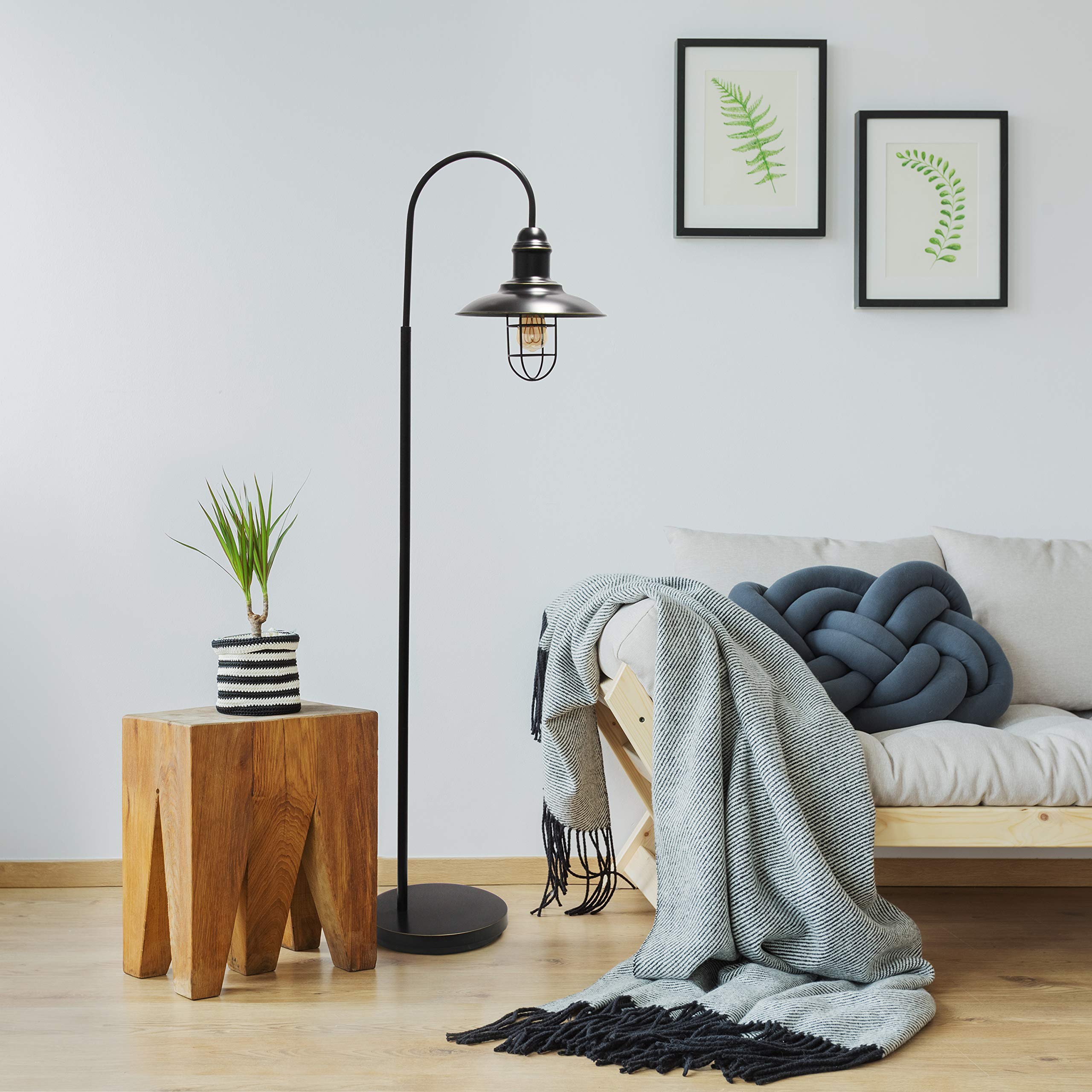 Elegant Designs Rustic Open Cage Floor Lamp, Metal, 19.25inL x 12inW x 64inH, Restoration Bronze, Model LF1032-RBZ