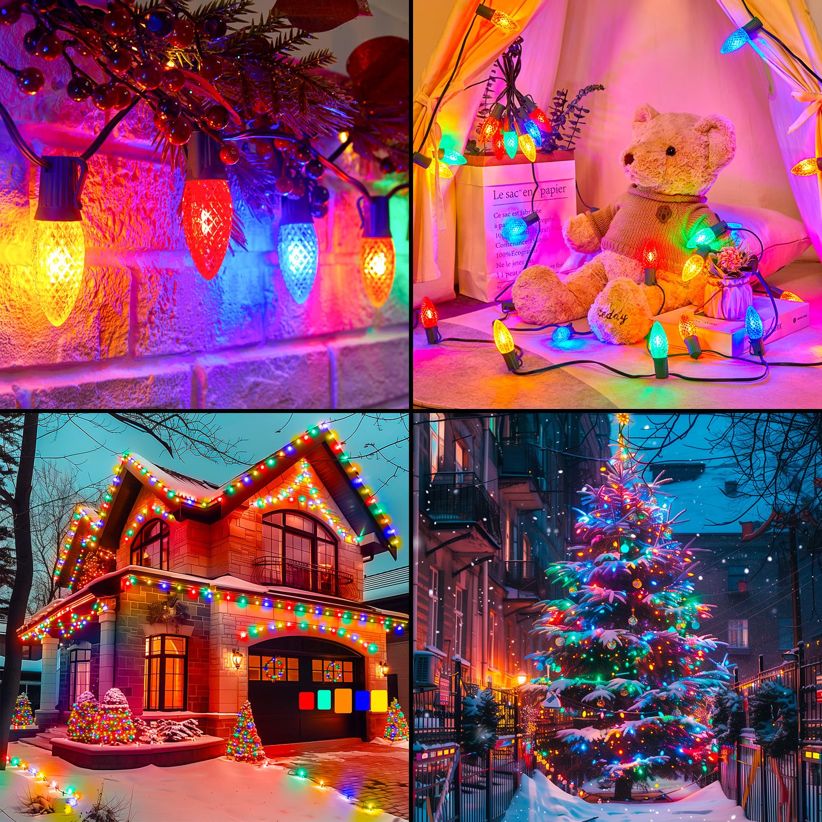Minetom C9 LED Christmas String Lights - 150 FT Waterproof Multicolor - Heavy Duty UL Certified for Indoor/Outdoor Decor