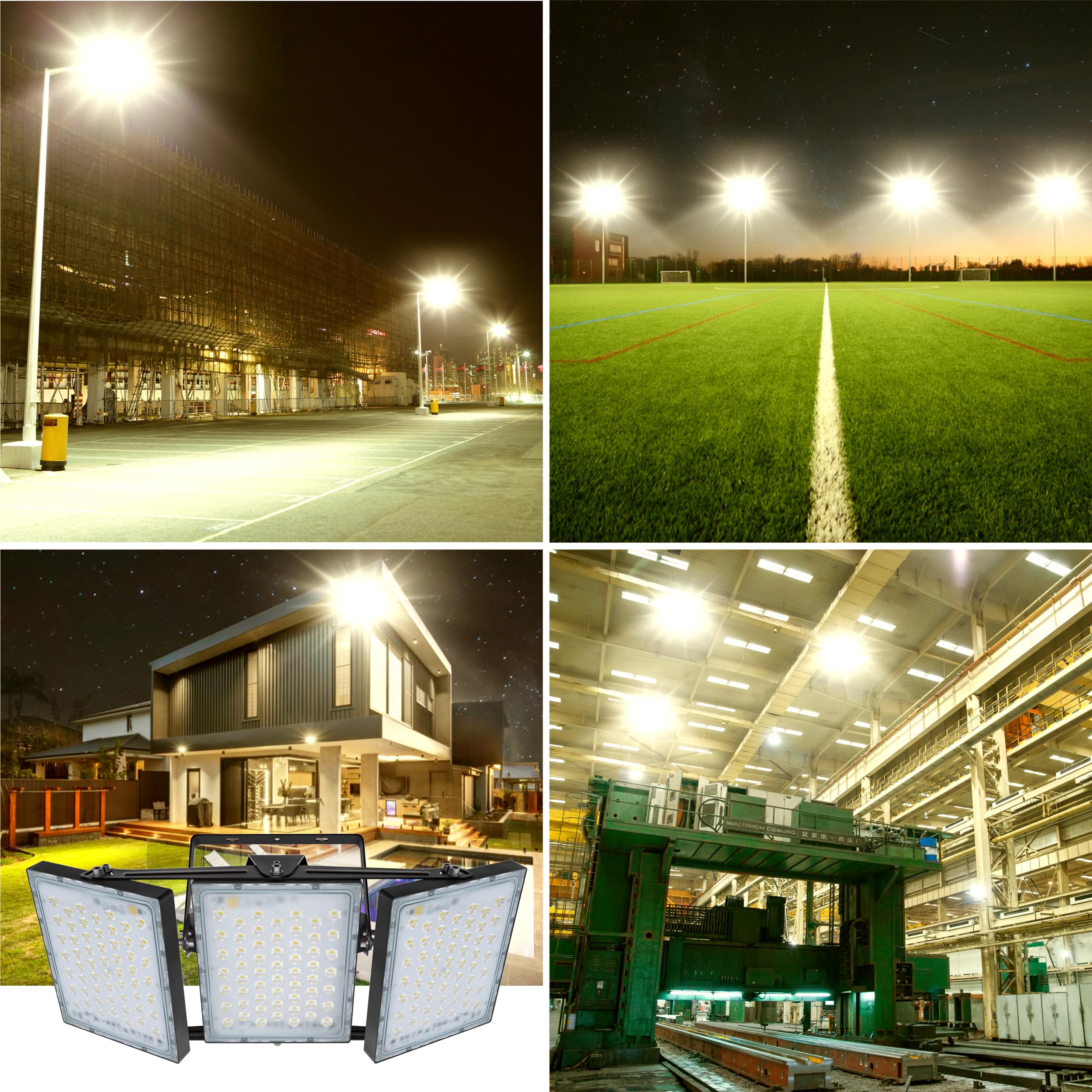 Stasun 300W Led Flood Light, 30000Lm, Ip66 Waterproof, 3000K Warm White, 3