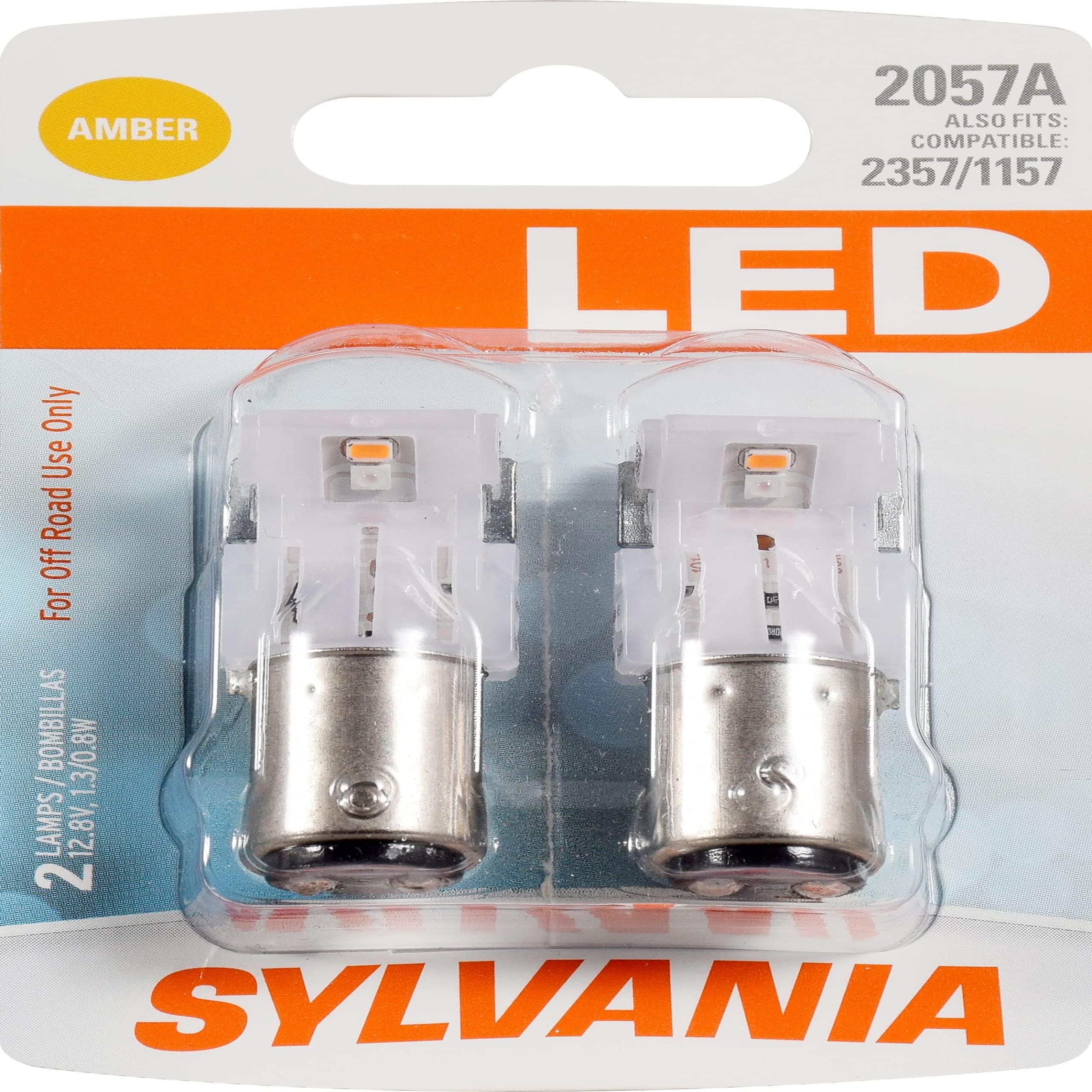 Sylvania 2057 Led Amber Mini Bulb - Bright, Ideal For Park And Turn Lights, 2-Pack