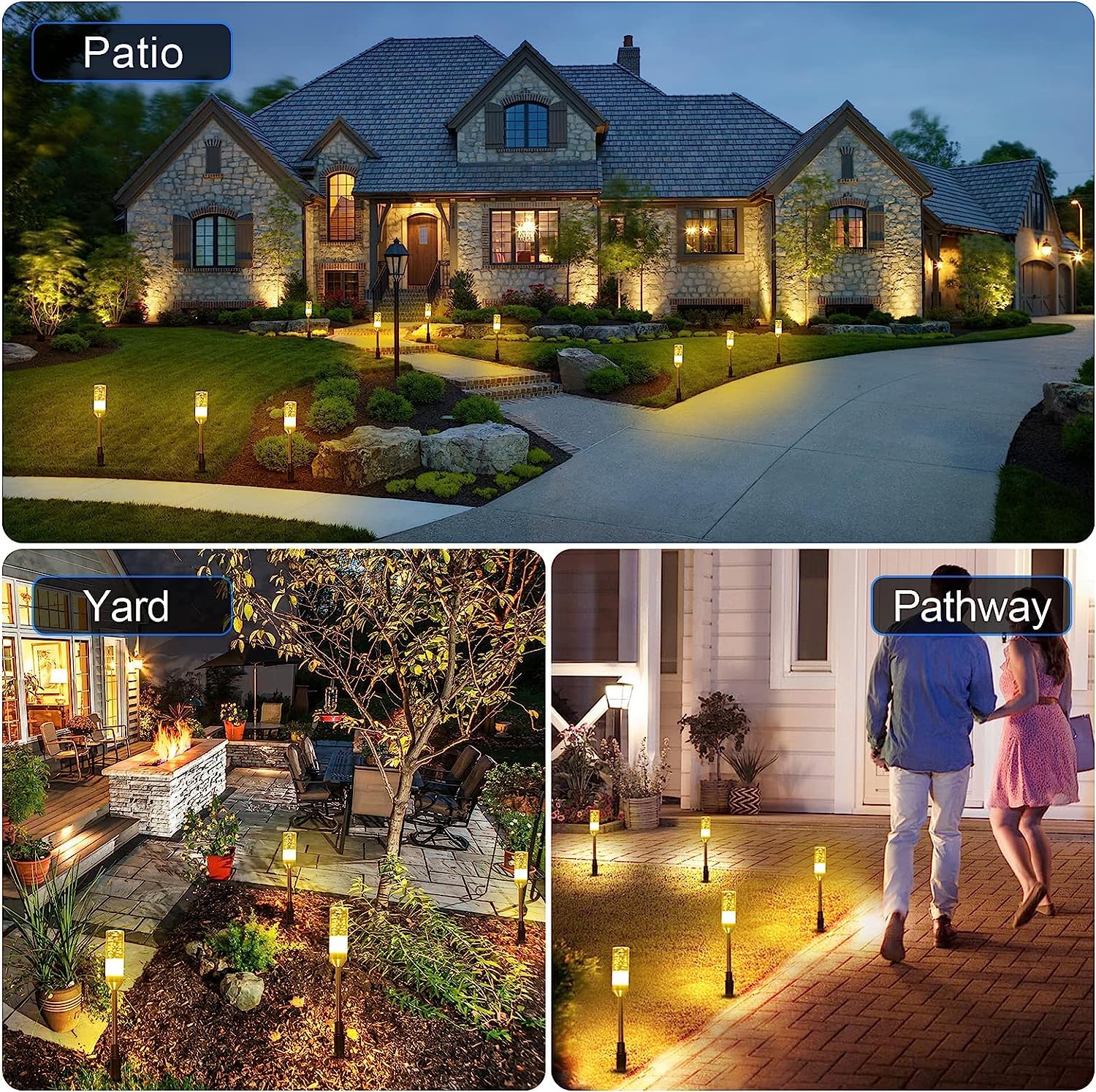 B-Right Warm White 3Pcs Extension Lights For Path Lights, Extendable Waterproof 0.8W 95 Lumens Per Light 2700K (No Adapter)