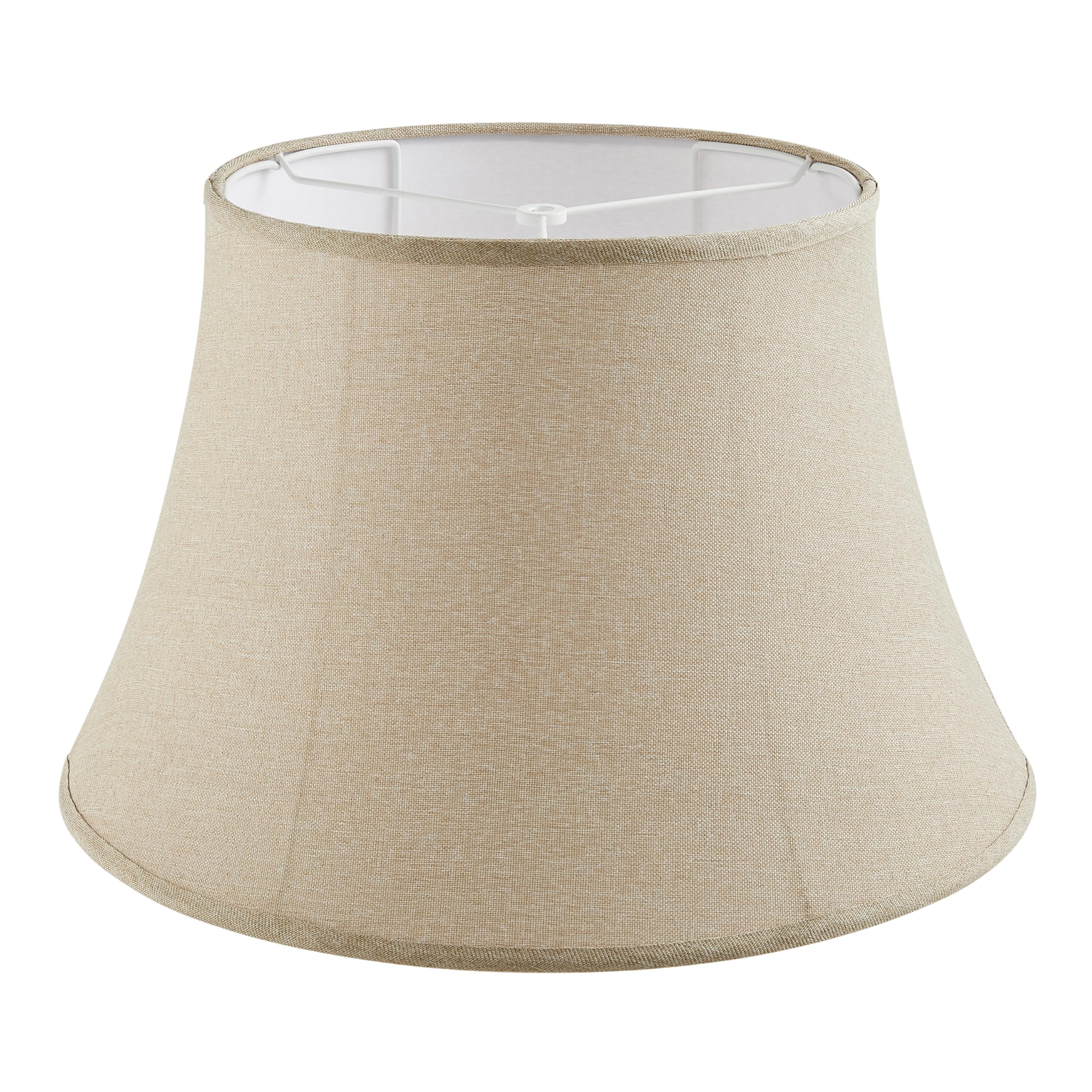 Aspen Creative 38014 Handsewn Bell Traditional Collapsible Spider Shade in Khaki Linen Fabric, 13 Top x 19 Bottom x 12-1/2 Slant