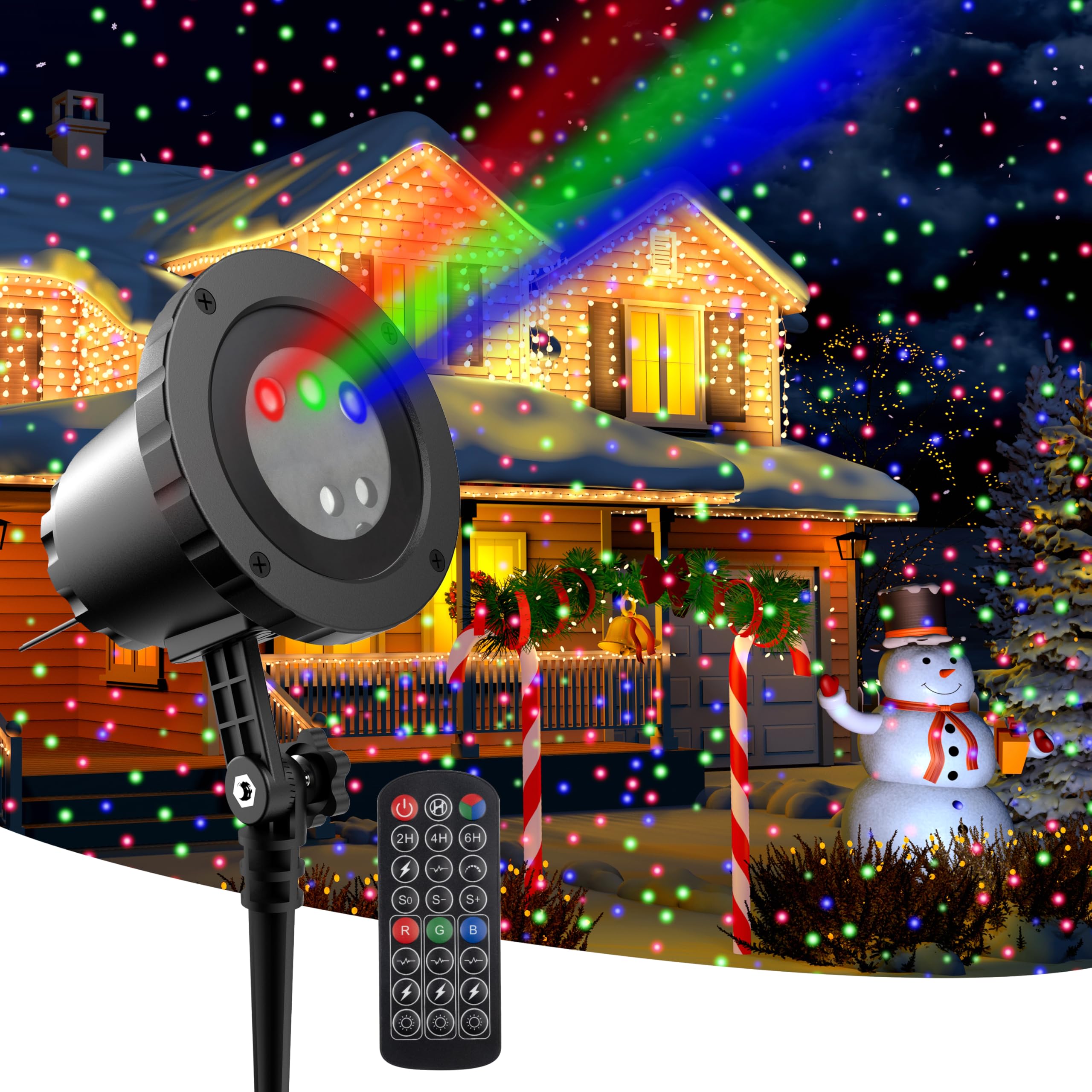 Christmas Laser Lights Projector Outdoor, AIRIVO 3 Color Motion Firefly Lights Projector, Moving Red, Green and Blue Star Lights