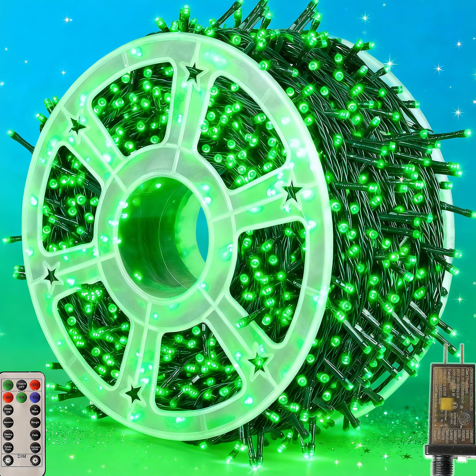 Domolli Christmas Lights 500Led 164Ft  Waterproof Christmas Tree Lights With 8 Modes  Remote Control 3 Timers & Memory Function Xmas Decorations For House And Holiday (Green)