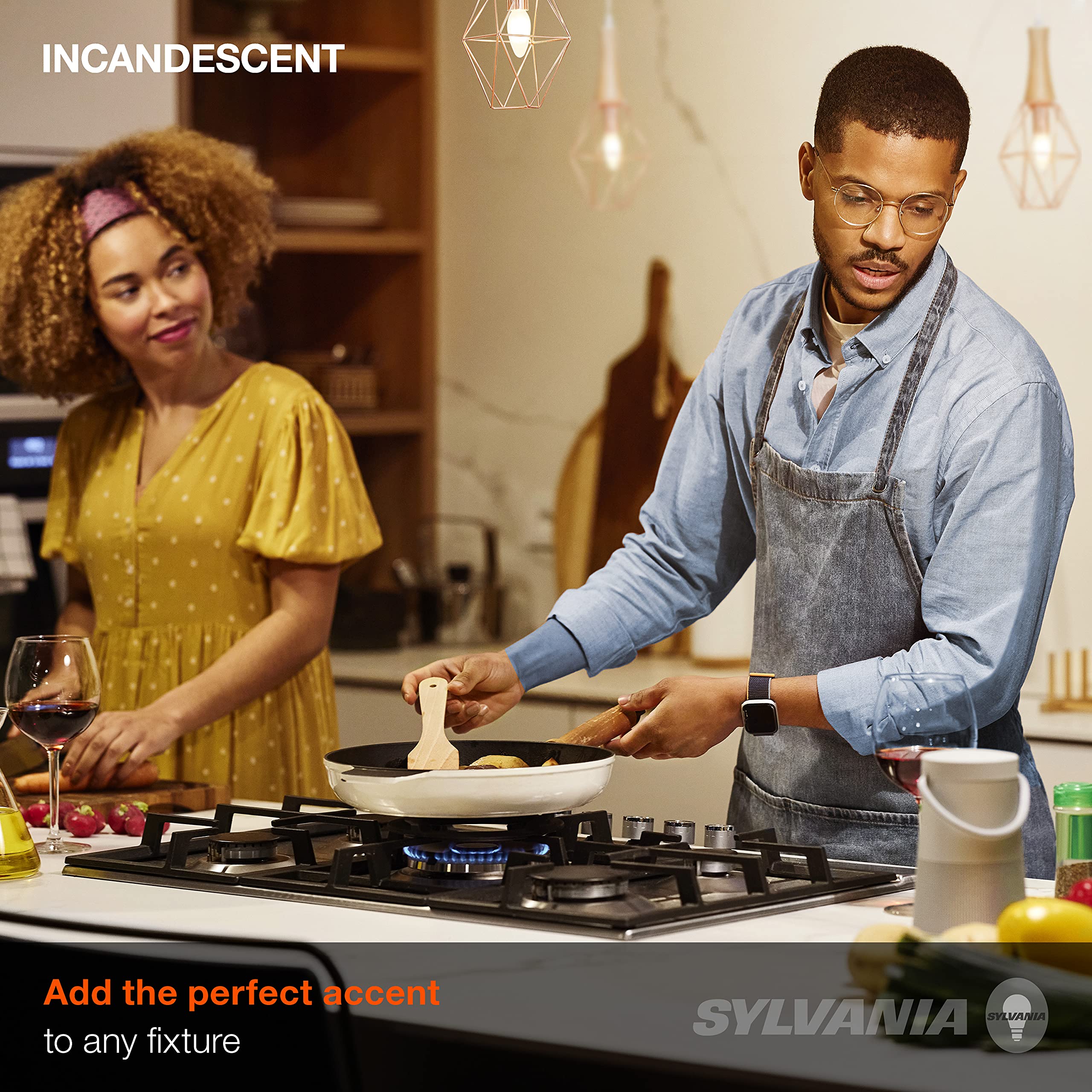 LEDVANCE SYLVANIA B10 Incandescent Light Bulb 15W Candelabra Base 65 Lumens 3000K Clear 6 Count