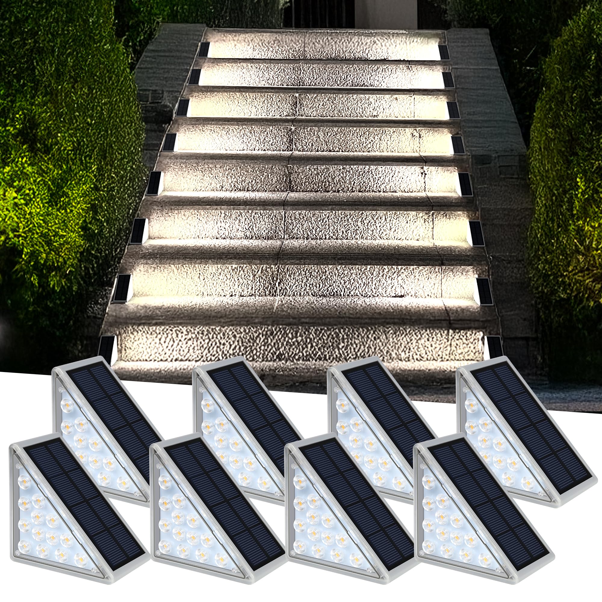 AUDLES LED Solar Step Lights Waterproof Outdoor Stair Lights, Solar Deck Lights Outdoor Decor IP67 Solar Lights for Yard, Patio,