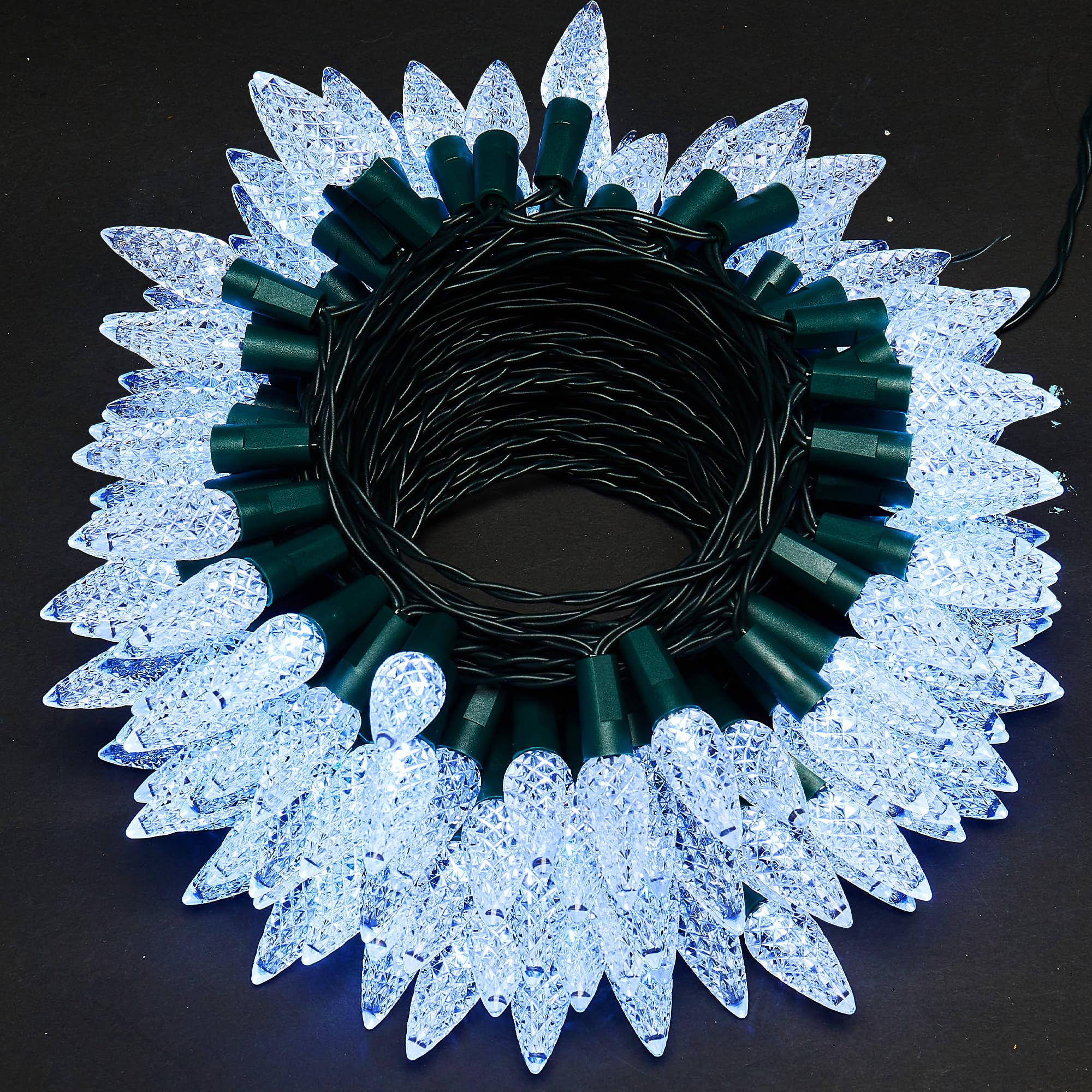 WBao Battery Operated Christmas Lights 100 LED 33ft  C6 String Lights with 8 Modes  Timer  Waterproof Design for Indoor Outdoor Christmas Trees  Fence  Stairs Xmas Decorations  Cool White