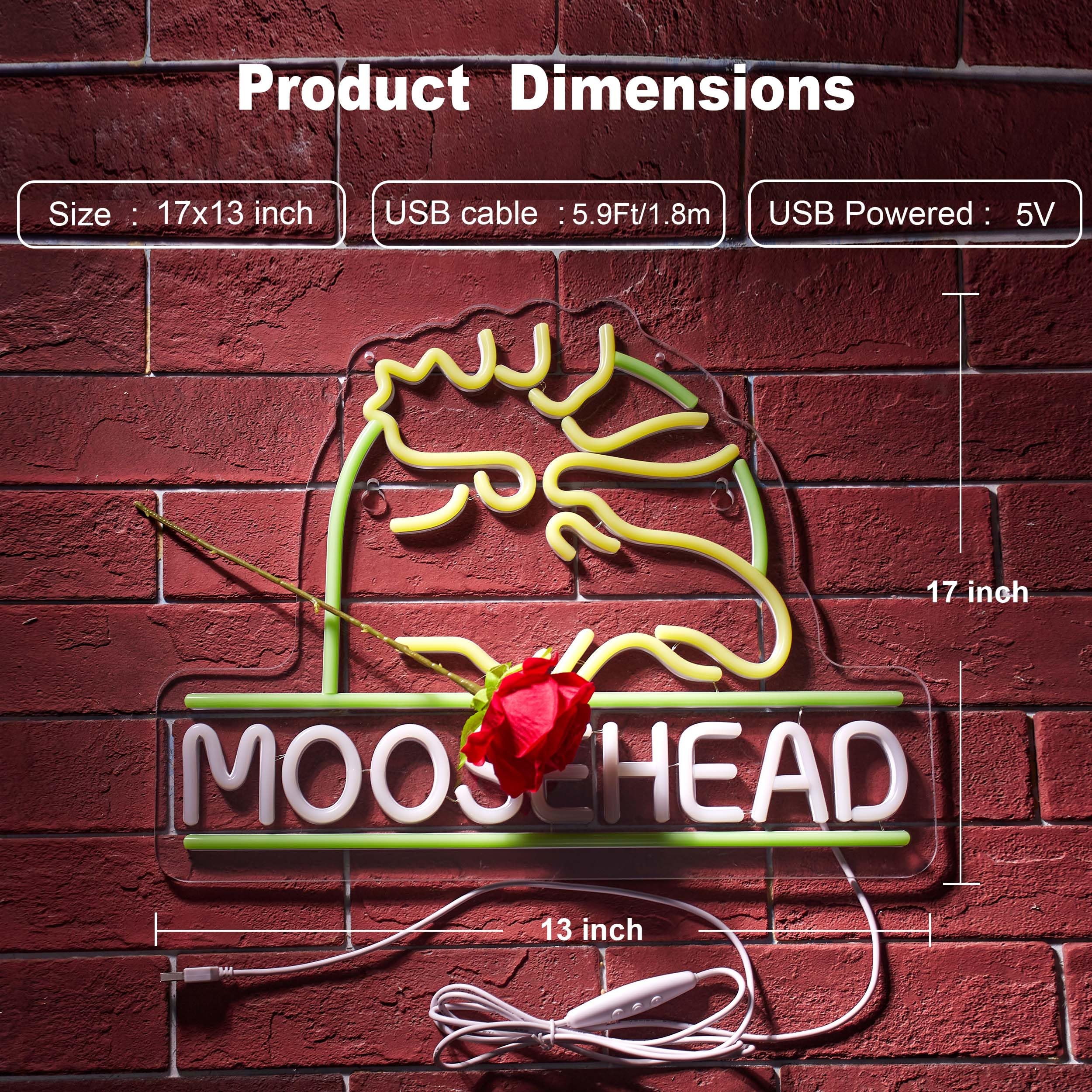 Duoweoy Moose Neon Sign For Wall Décor Dimmable Beer Bar Led Man Cave Head Neon Light Usb Powered Neon Art Signs Decor Gifts