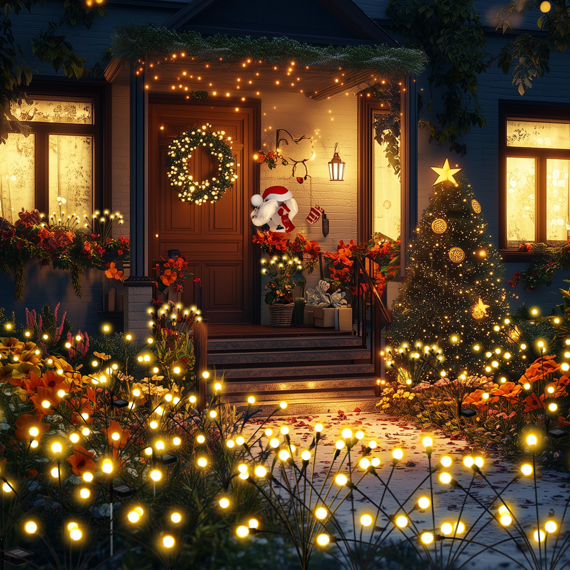 Patiopia Solar Garden Lights, 40 Led Firefly Garden Lights Solar Outdoor, Solar Lights For Outside Sway By Wind,Solar Lights Outdoor Waterproof For Christmas Yard Patio Pathway Decoration (4 Pack)