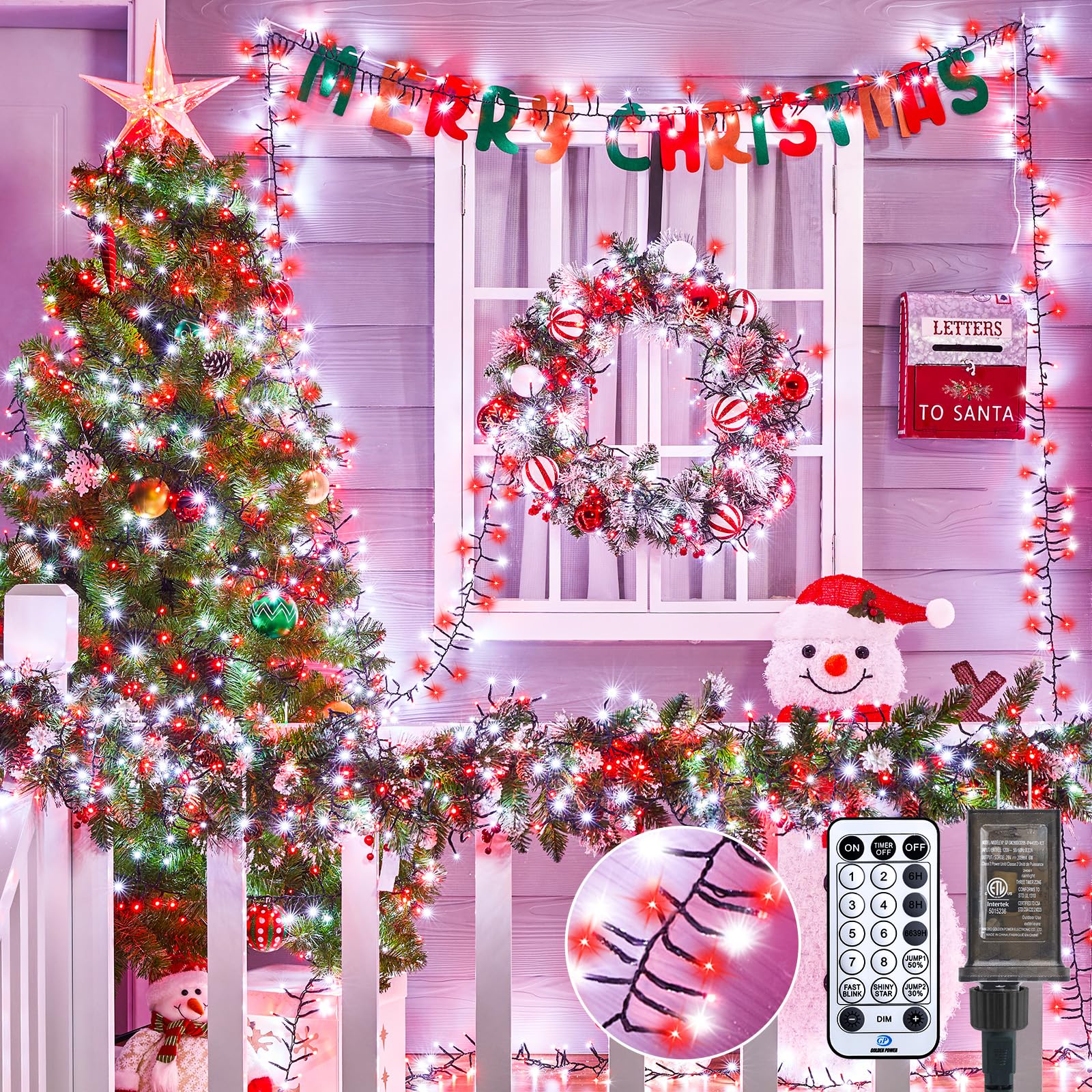 Minetom 100 Ft 2000 LED Cluster Lights Christmas Tree Lights Outdoor Christmas Firecrackers String Lights, 12 Modes Timer Remote