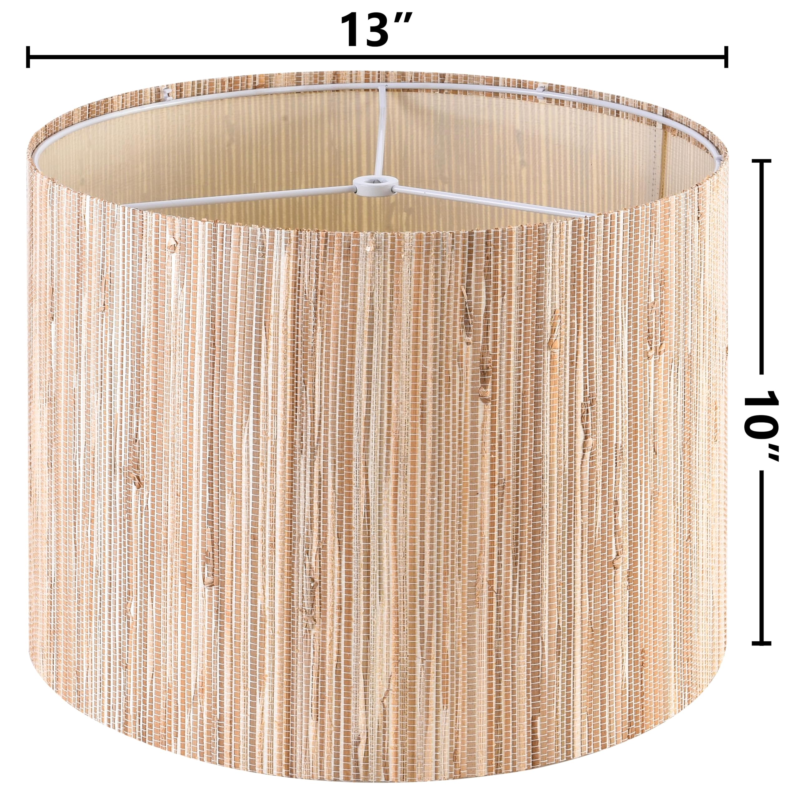 GO&SO Boho Lamp Shades Set of 2 - 13" x 13" x 10", Yellow Straw Woven, Vintage Spider Lampshade Decor, Model G12-7-