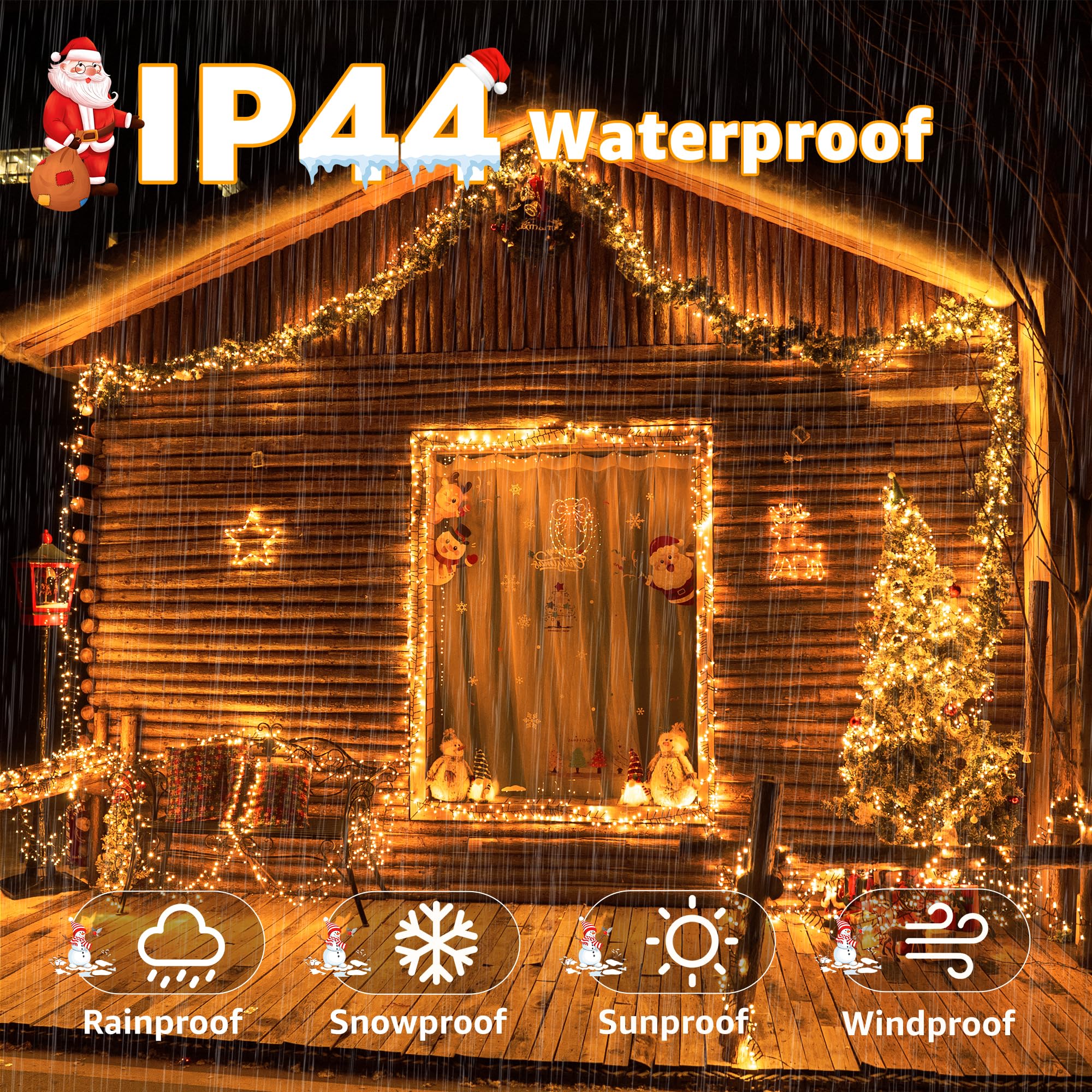 Ccinny 1200 LED Cluster Lights, 59 FT Warm White String Lights with Timer & Remote, Waterproof for Indoor/Outdoor Xmas Decorations