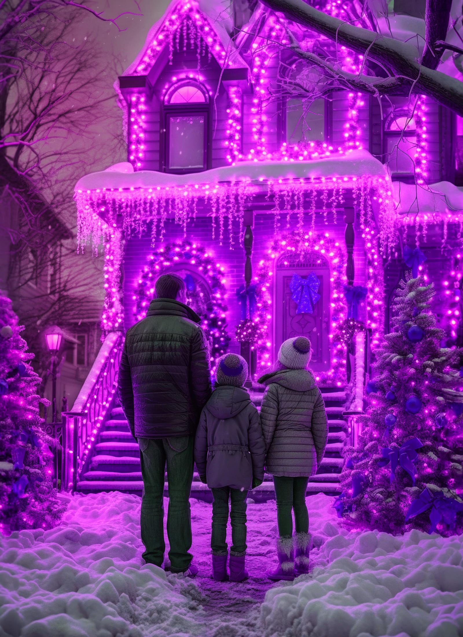 Brightown 2-Pack 400Led 170Ft Total Halloween Solar Outdoor Lights Ip65 Waterproof Solar Powered Lights With 8 Lighting Modes For Party Garden Yard Home Holiday Tree Decoration Lighting Purple