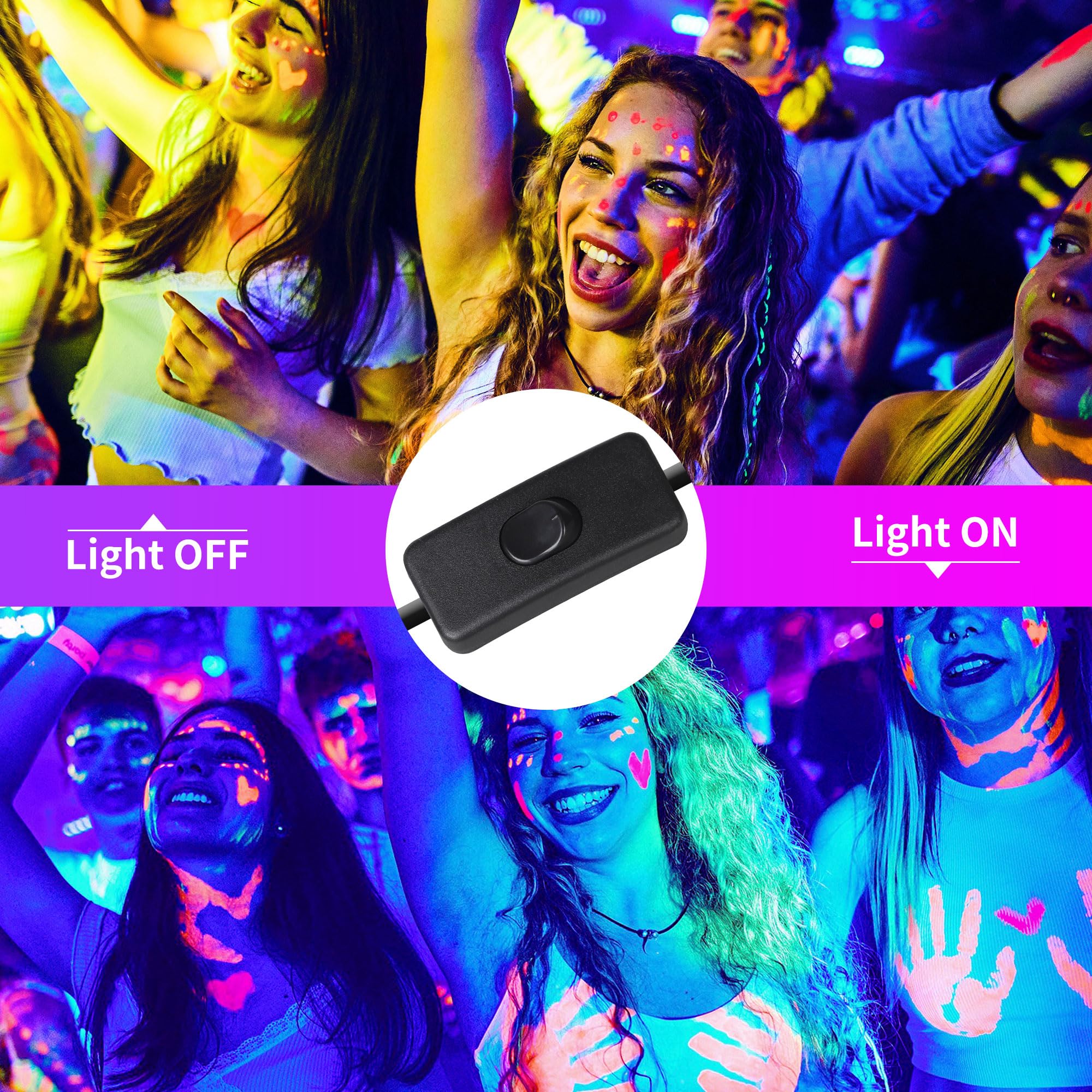 YQNLIFA 15W Magnetic LED Black Light Bar, 2 Pack, Portable Purple Plastic for Glow Parties, Body Paint, Halloween Decorations