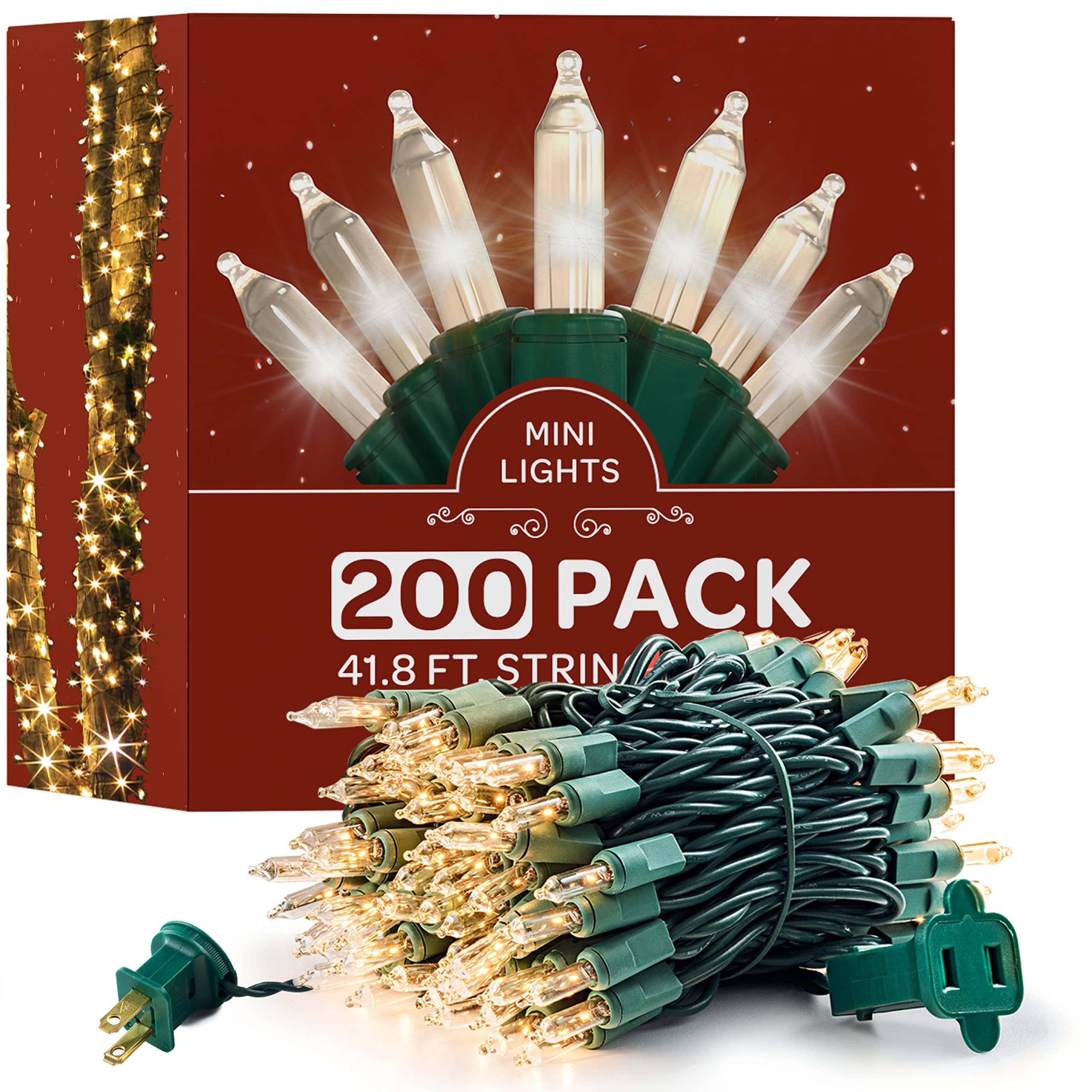 Christmas Lights [Set of 200] Warm white Christmas Lights, UL Listed For Indoor/Outdoor Use, Mini Christmas Lights, Small Christ