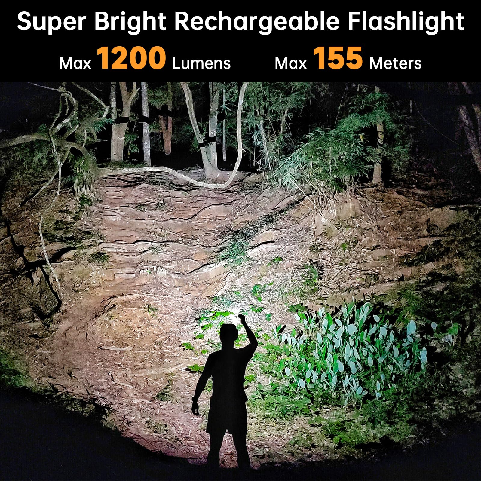 Wurkkos FC11C LED Flashlight, 1200 Lumen, USB C Rechargeable, IP67 Waterproof, Long Range 155m, Aluminum, Orange 5000K