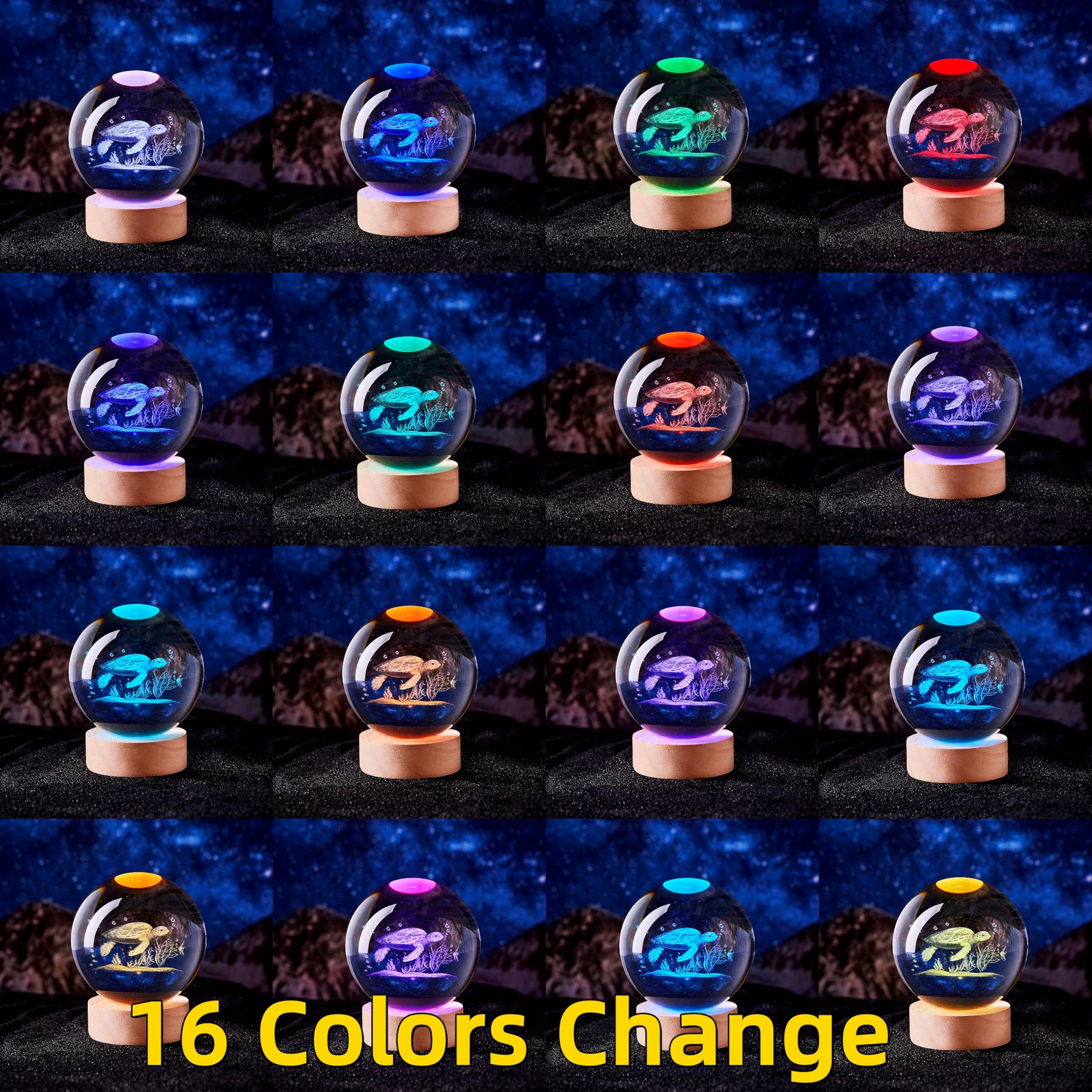 CBGCYSY Crystal Ball Lamp with LED Wooden Base, 16 Colors Change & Remote Control Crystal Ball Night Light, Upgraded 3.15 Inch G