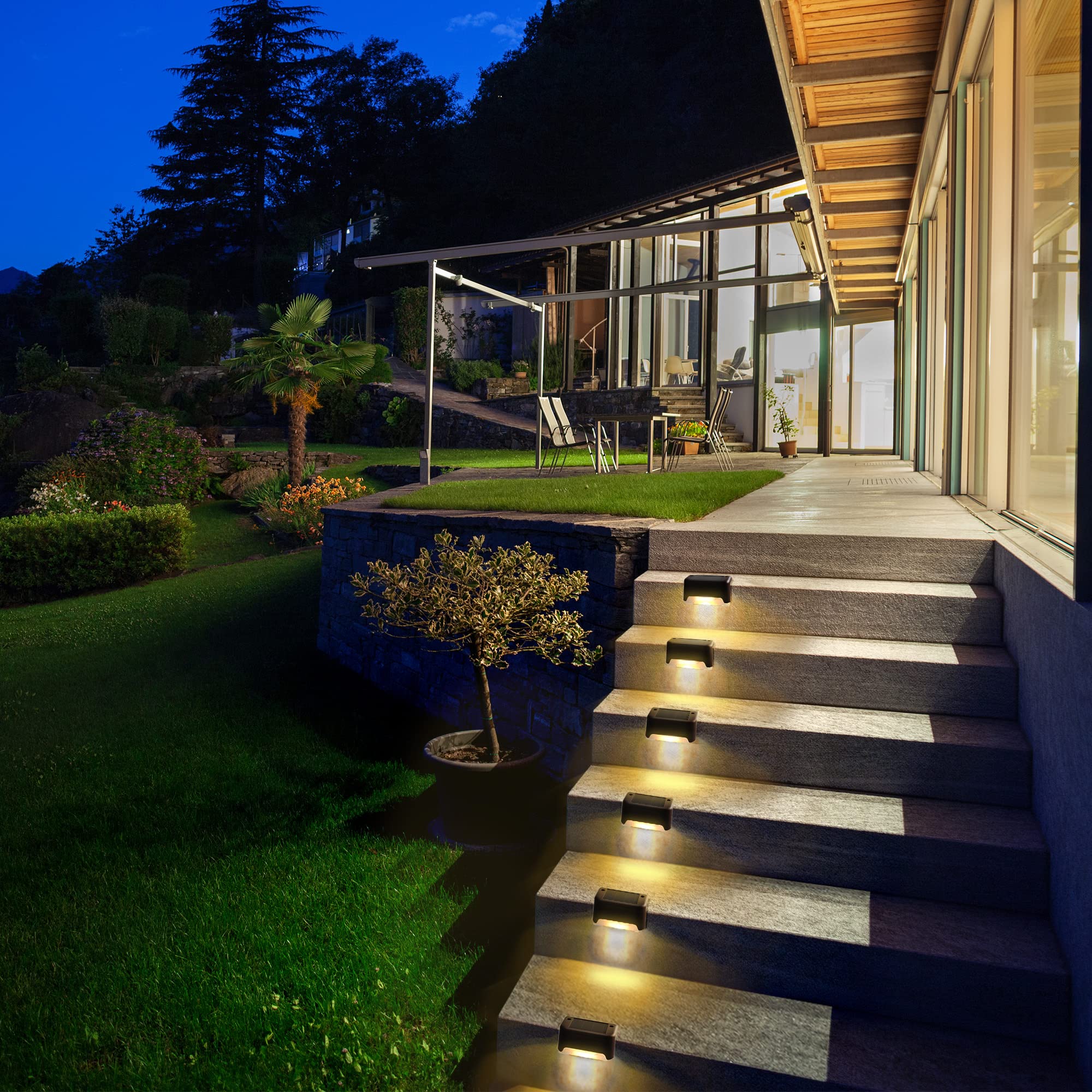 SOLPEX Solar Deck Lights 12 Pack, Waterproof LED Brown Lights for Outdoor Stairs, Yard, Patio, Model 8614