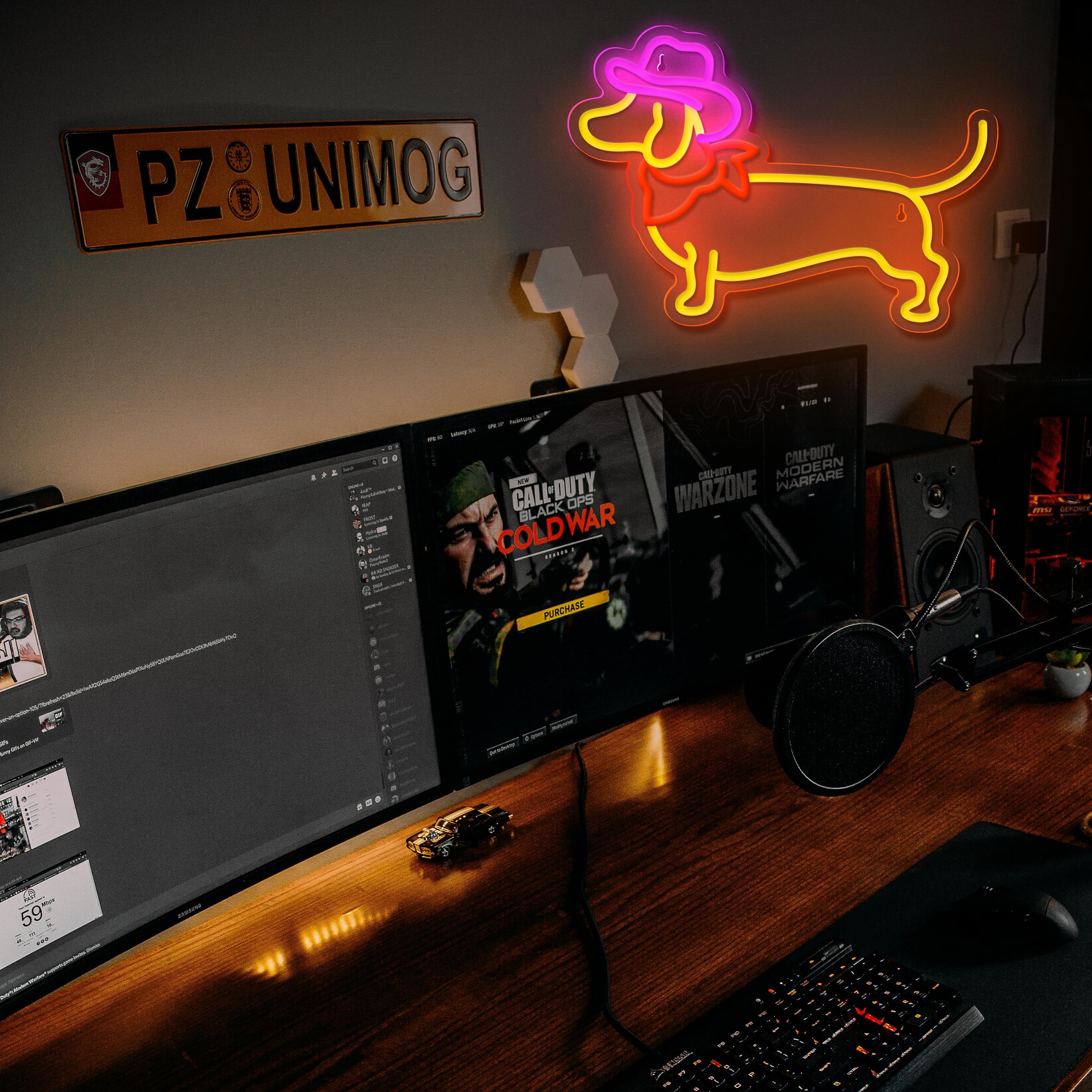 Dachshund Neon Sign Dog Neon Signs for Wall Decor Cute Puppy with Cowboy Hat Led Light Sign for Pet Shop Bedroom Wall Home Party