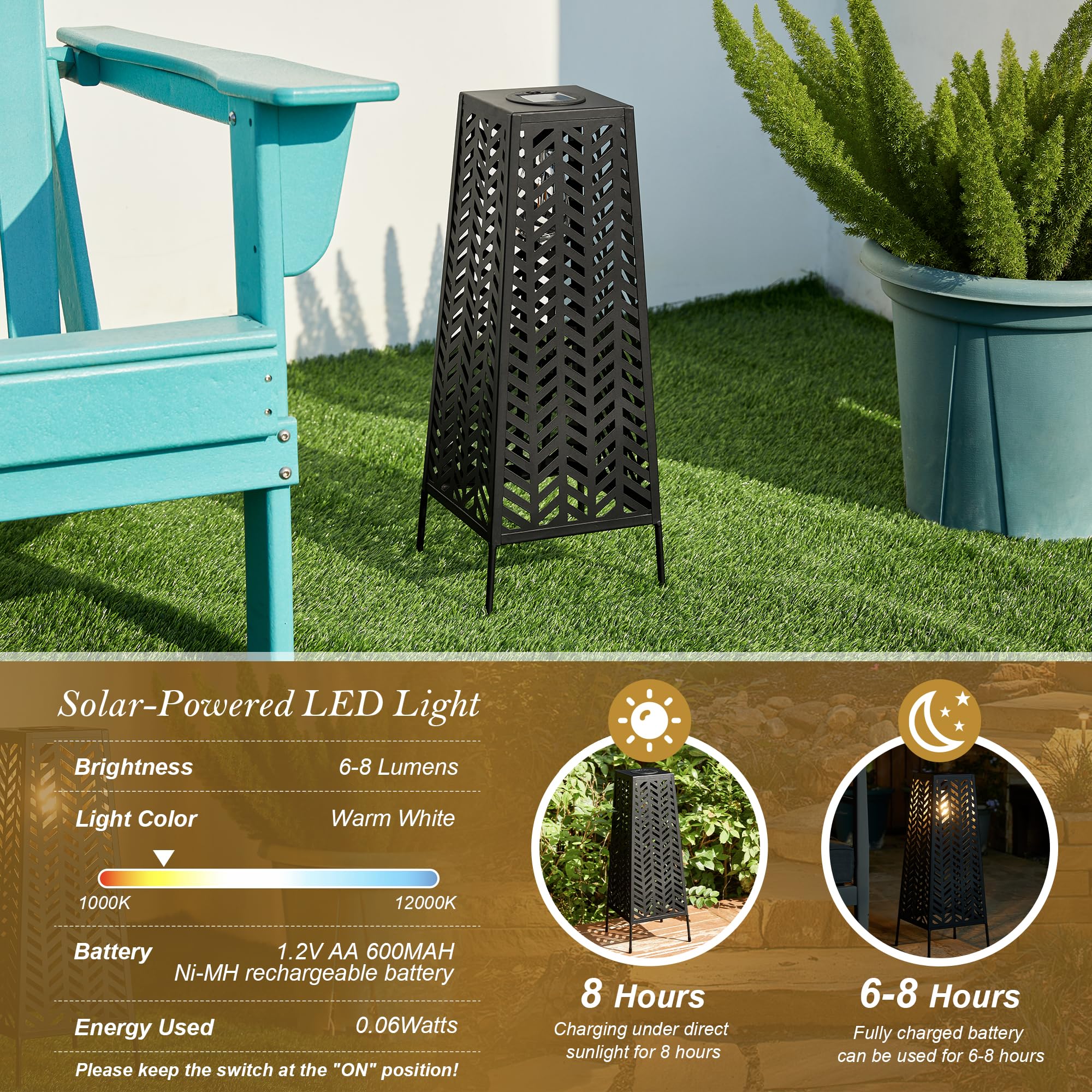 Euty Outdoor Floor Lamp Solar Powered Modern Outdoor Decor Floor Lanterns With Edison Bulbs Waterproof Solar Light For Patio,Poo