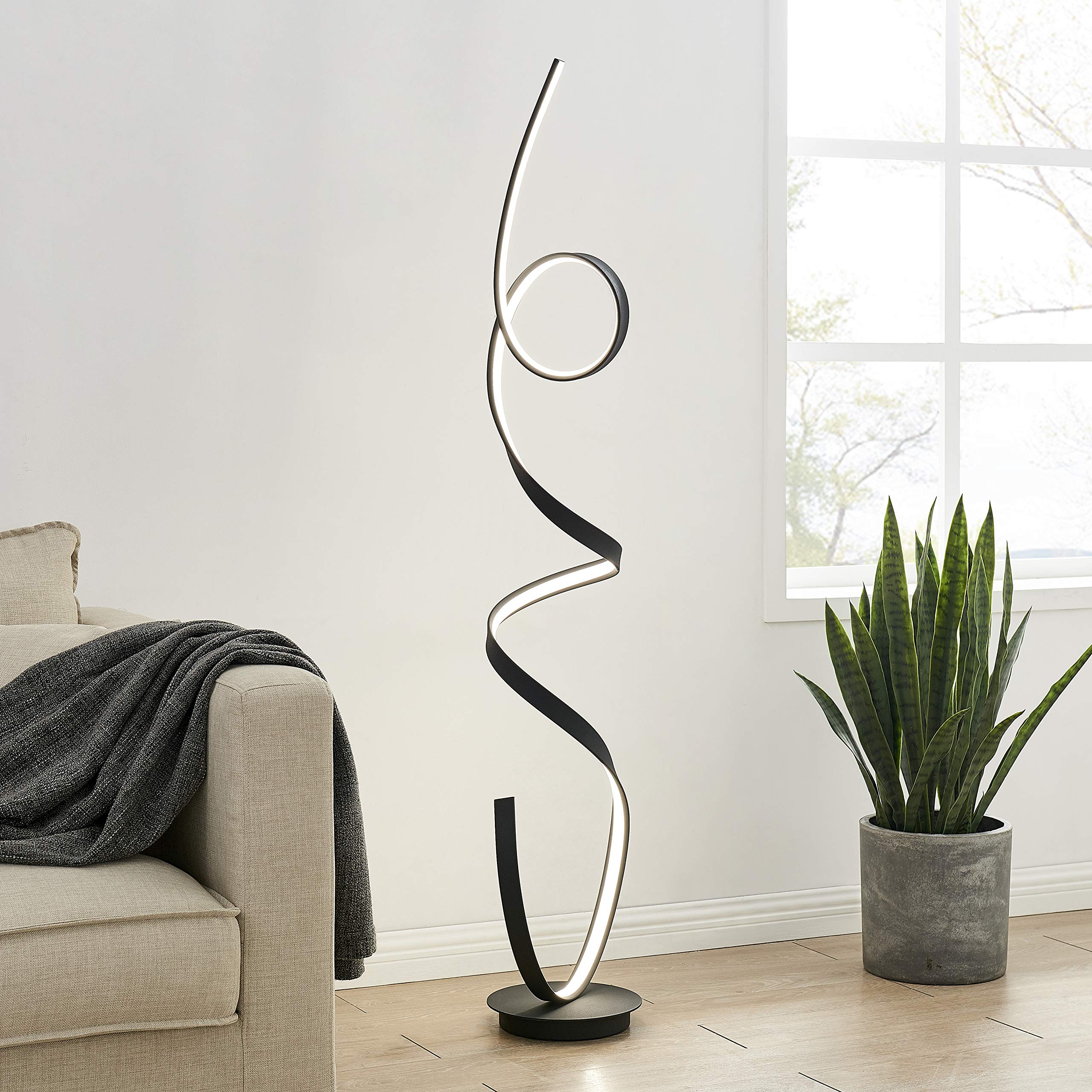Finesse Decor Amsterdam LED Floor Lamp, Dimmable, 63in, Matte Black, Model FL-002-B, Metal