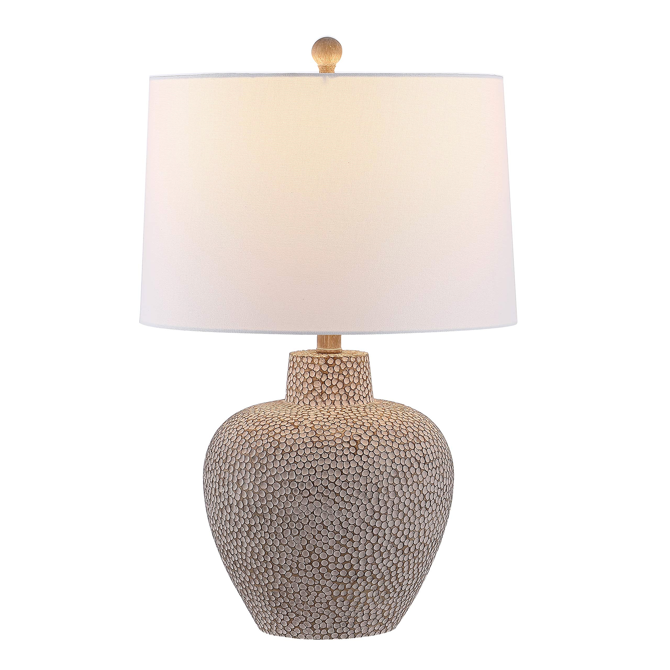 SAFAVIEH Lighting Collection Kei Modern Grey 24-inch Bedroom Living Room Home Office Desk Nightstand Table Lamp (LED Bulb Includ