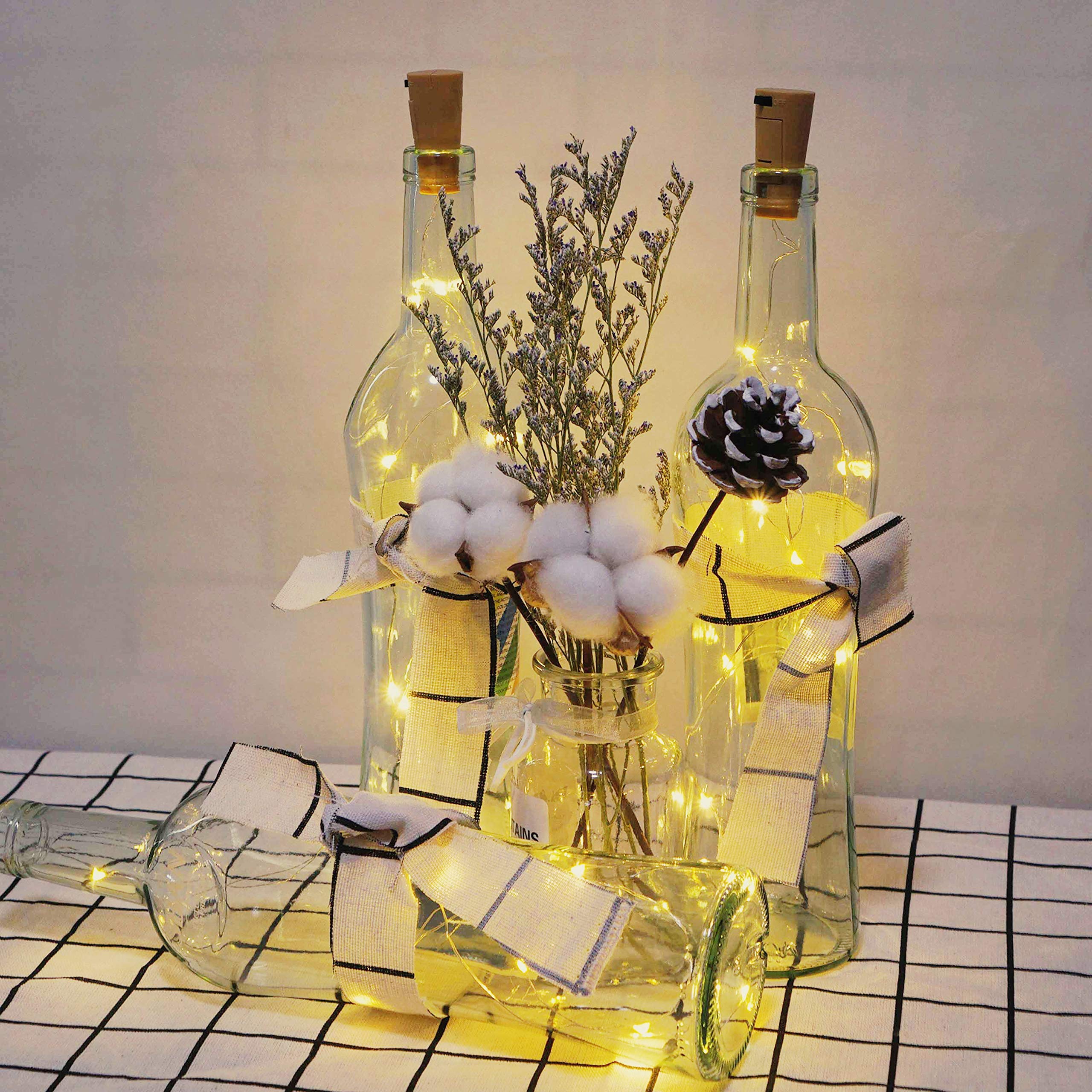 NiniTe LIGHTS 20 LED Wine Bottle Cork Lights, Copper Wire Fairy String Lights, 12 Pack, Multi White