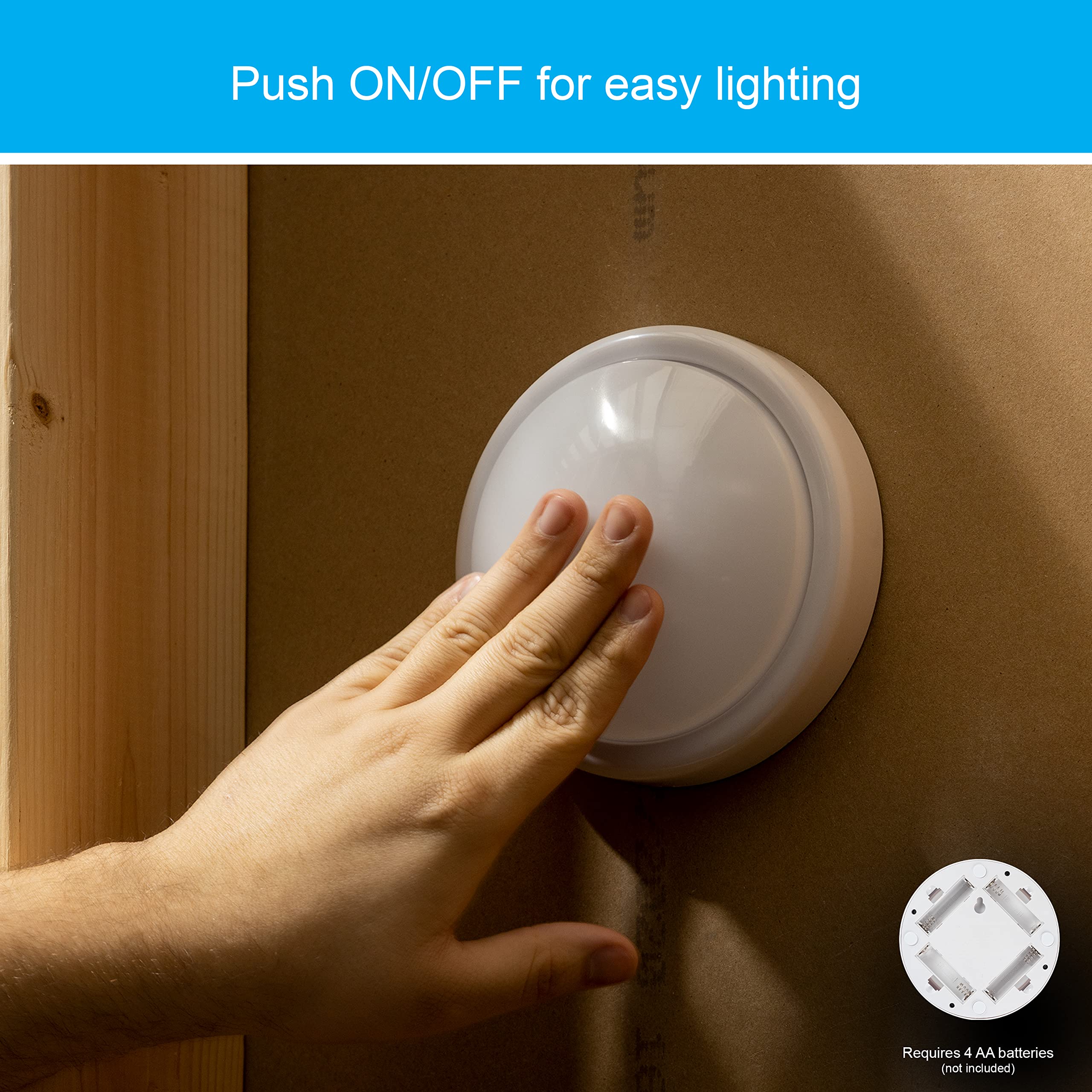 Ge Tap Light Battery Operated,White,Push Light,Stick On Lights,Wireless Lights,Portable,Under Cabinet Lighting,Perfect For Under