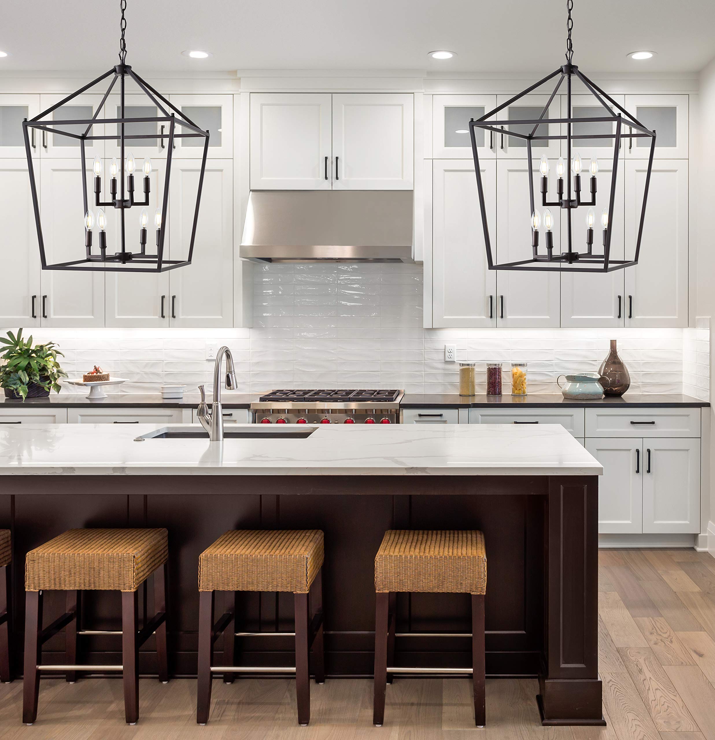 Jonathan Y Pagoda Lantern Pendant Light, Dimmable Metal, 20 In, Oil Rubbed Bronze, Model Jyl7438A, Classic Traditional Style