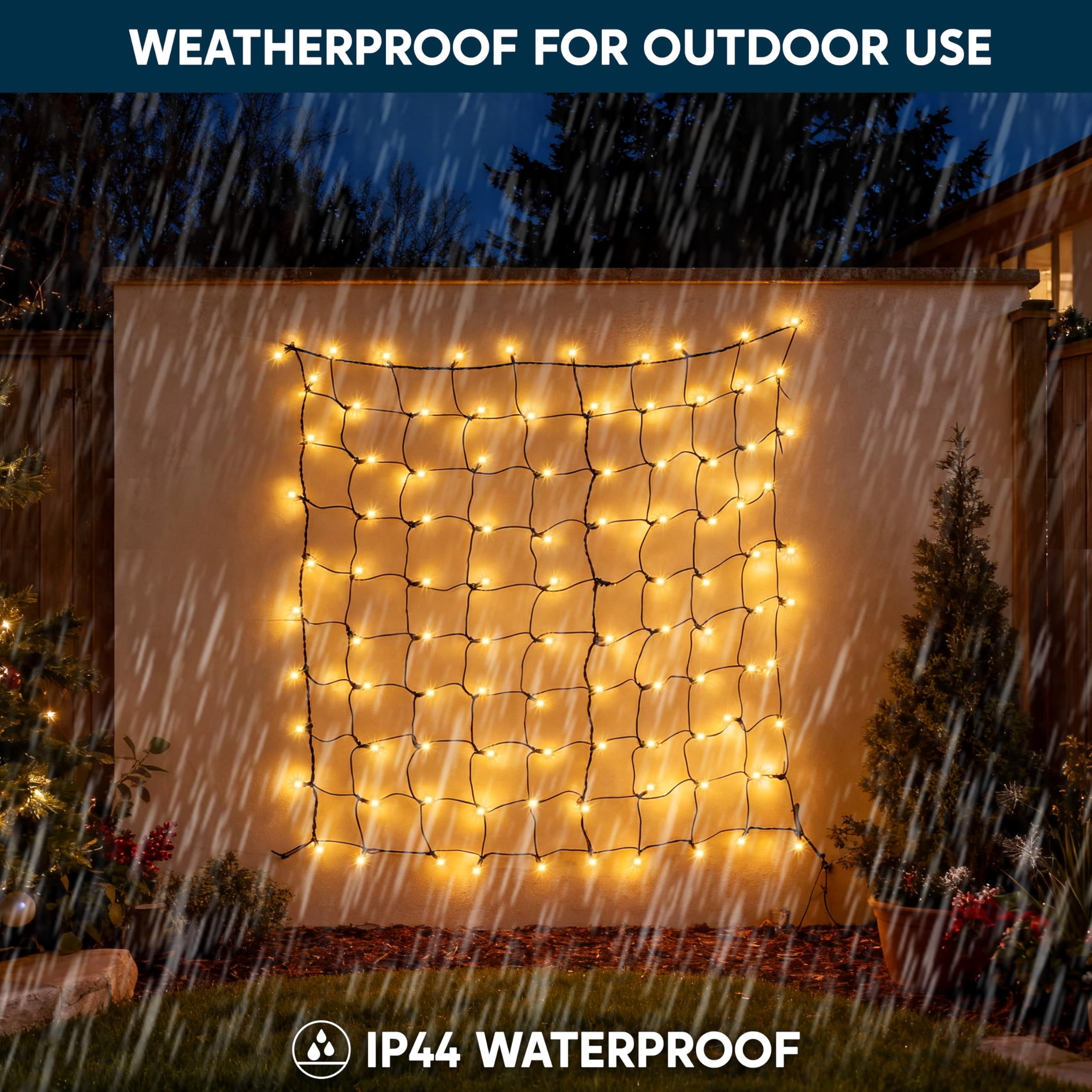 Joiedomi 100 Count Warm White Christmas Net Lights for Indoor & Outdoor Decor, Model HWO-100/2FN