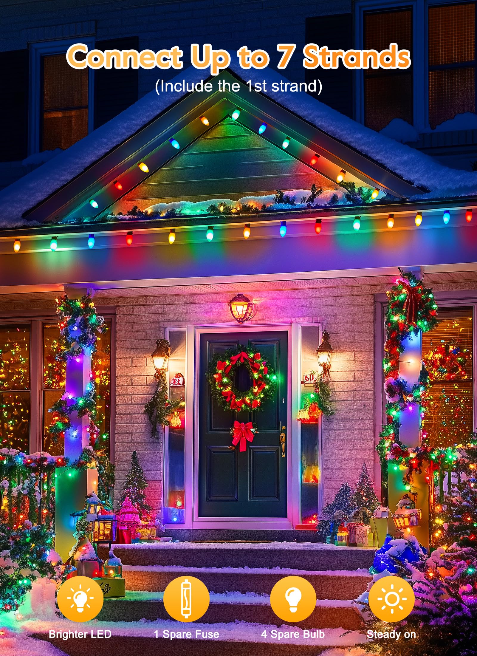 Vintage C9 Led Christmas Lights Outdoor  200 Feet C9 String Lights With 100 Shatterproof C9 Bulbs  Waterproof Connectable Commercial Christmas Tree Lights For Outside Roofline Patio Decor  Multicolor