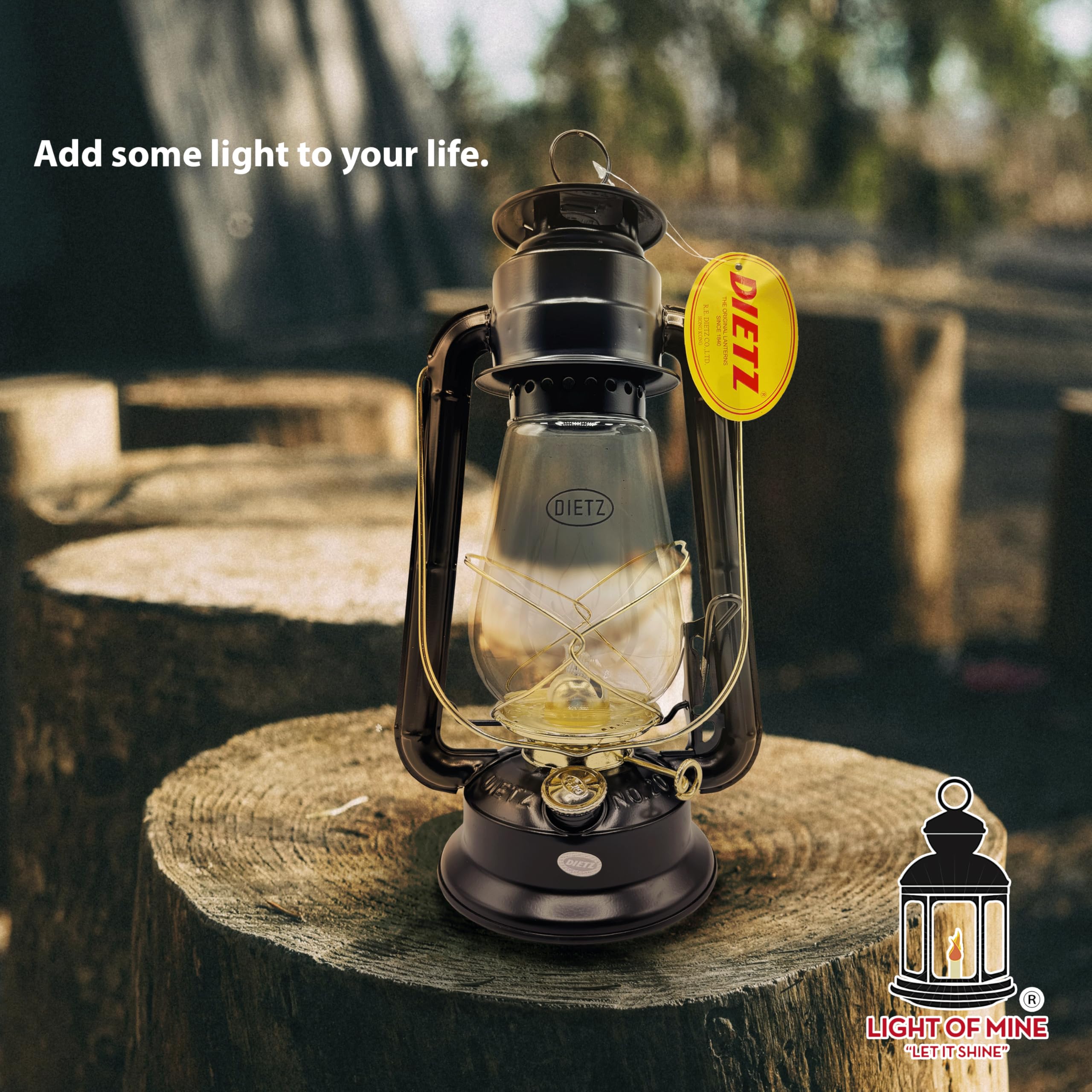 Light of Mine - Dietz #20 Junior Black with Gold Oil Lantern with 100% Cotton 5/8 Replacement Wick Strips (Black and Gold)
