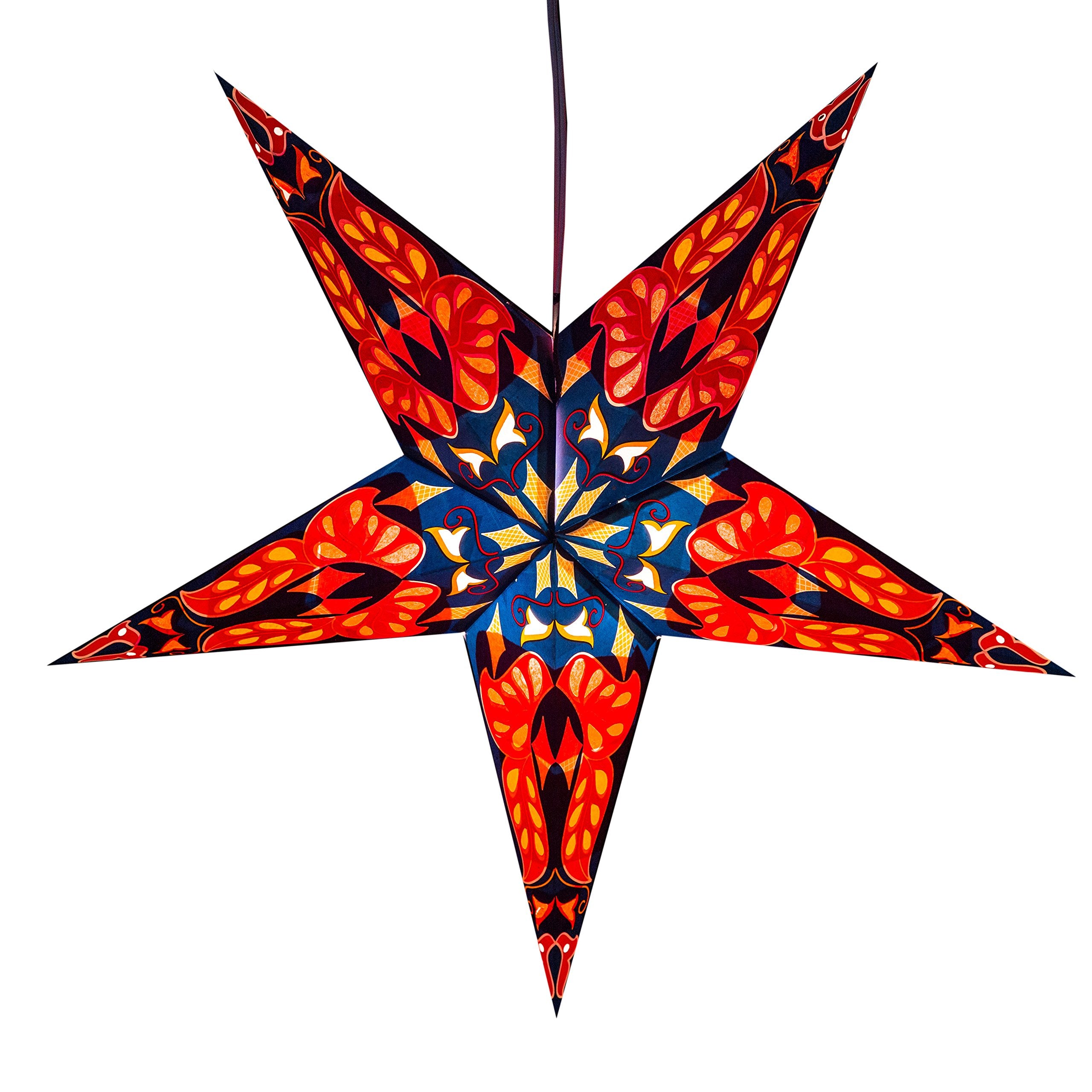 Dara Blue Paper Star Lantern With 12 Foot Power Cord Included