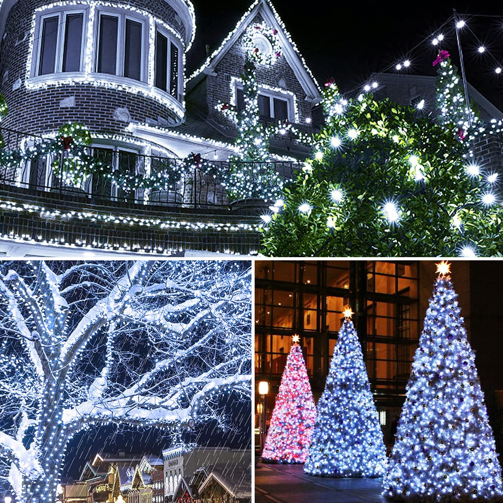 Realization Christmas Lights - 180FT 500 LED Cool White, Waterproof, 8 Modes, UL Certified, Model YLS1000WD01